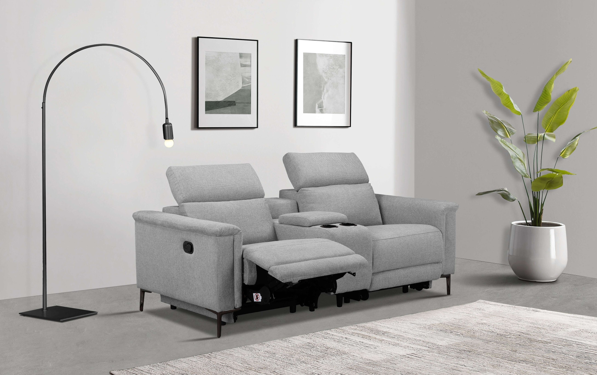 Places of Style 2-Sitzer »Lund, 2er-Kinosofa, TV-Sessel, Multimedia-Sofa,«, m. elektrischer o. manueller Relaxfunktion, Getränkehalter u. Staufach