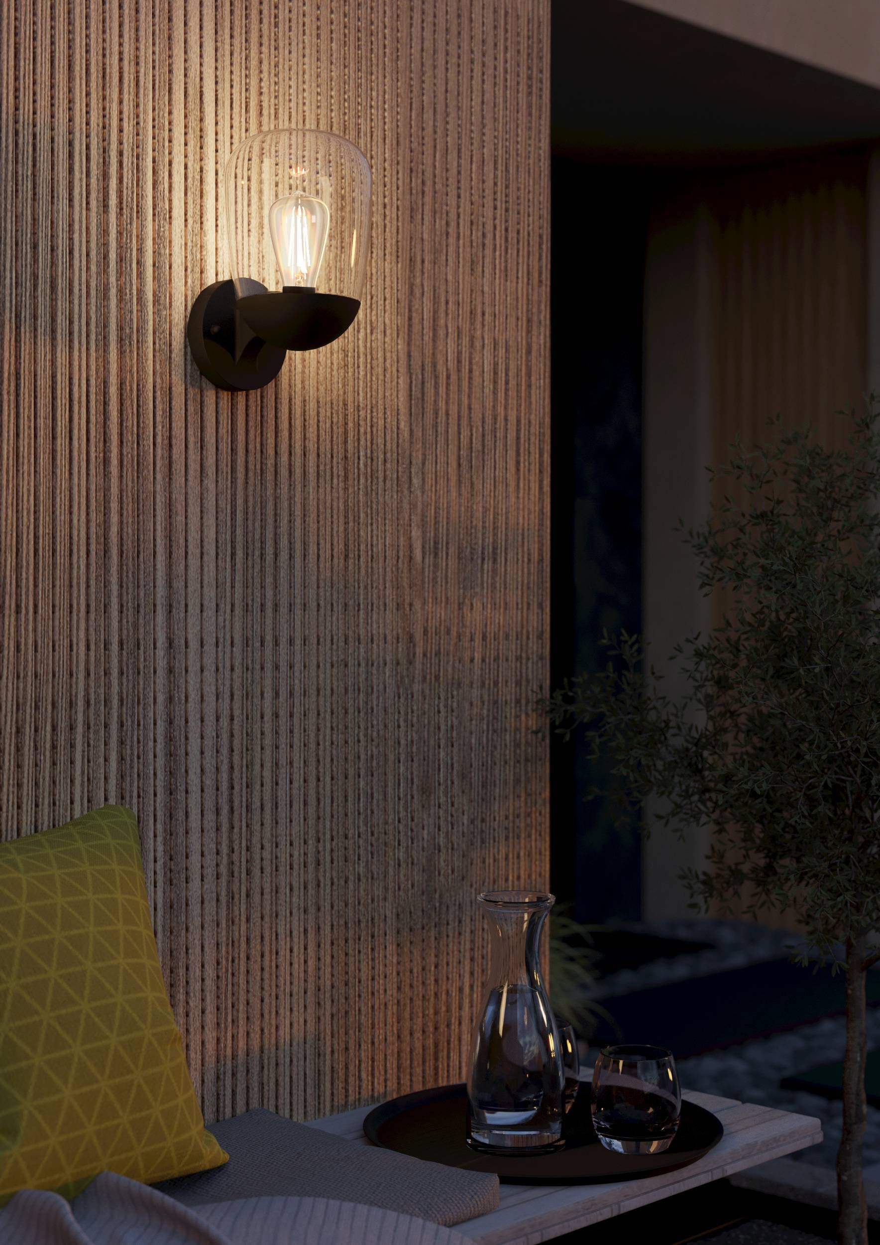 EGLO Wandleuchte »Donatori Wandlampe, Außenbeleuchtung, Retro, Vintage, E27, IP44, Lampe« E27 1 Stk. Wand-/Deckenleuchte - L15,5 x H26 x AL19 cm - schwarz - 1X60W exkl.