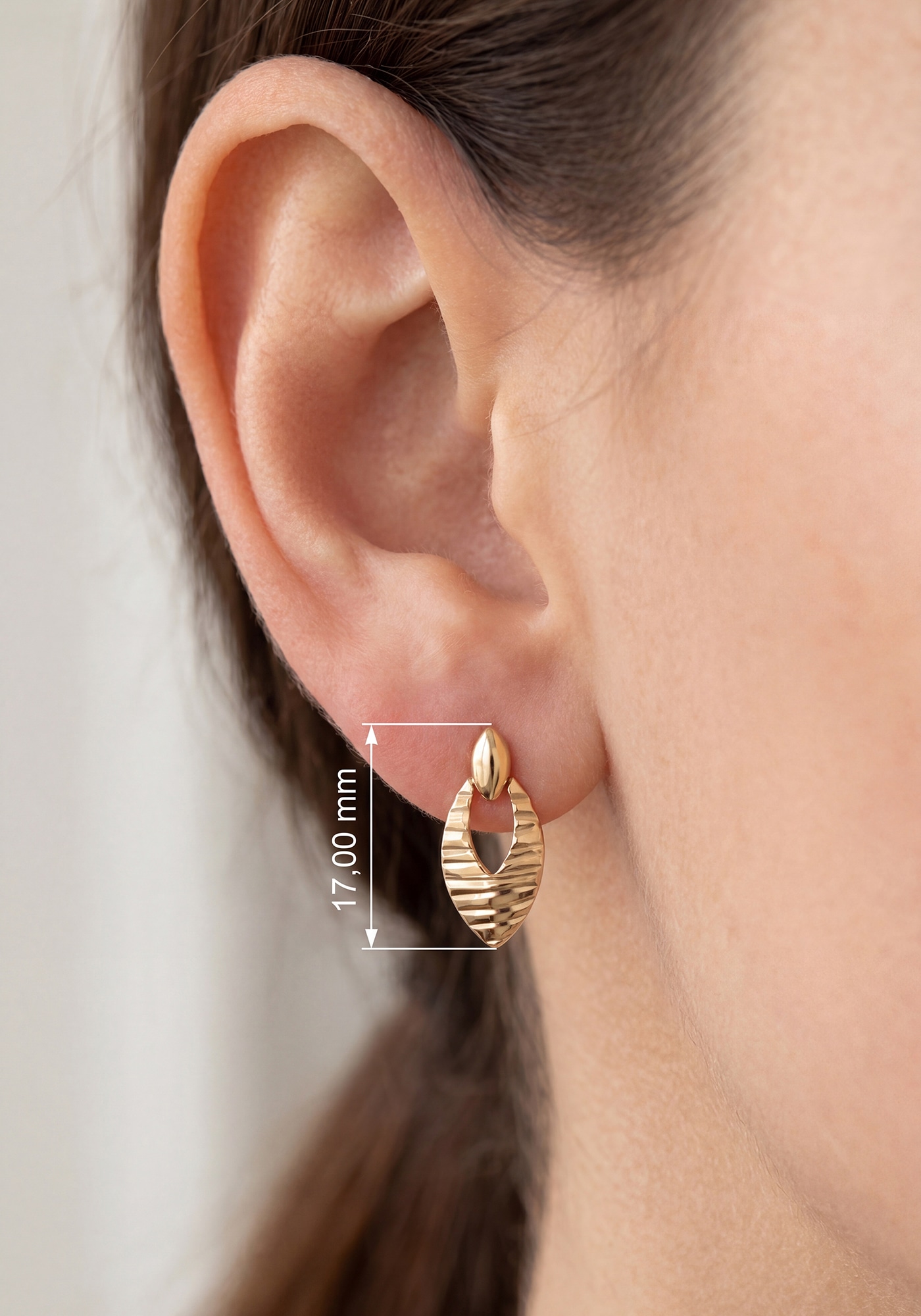 JOBO Paar Ohrstecker »Ohrringe oval 17 mm« 8 Karat 333 Gold