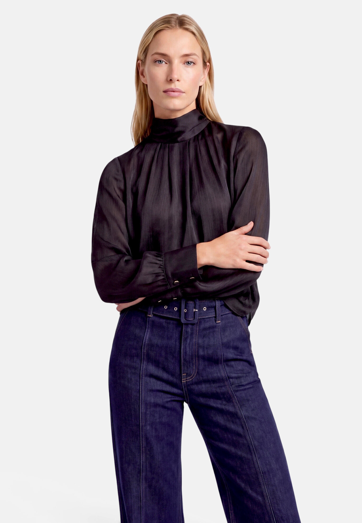 Zero Satinbluse »Damen mit Crinkle-Effekt«