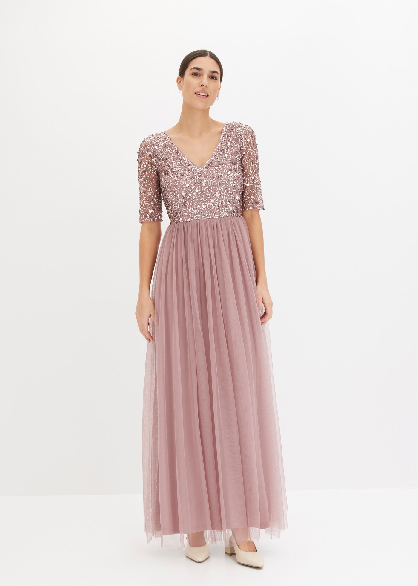 bonprix Abendkleid für festliche Anlässe, mit Tüll-Rock und Pailletten im Oberteil