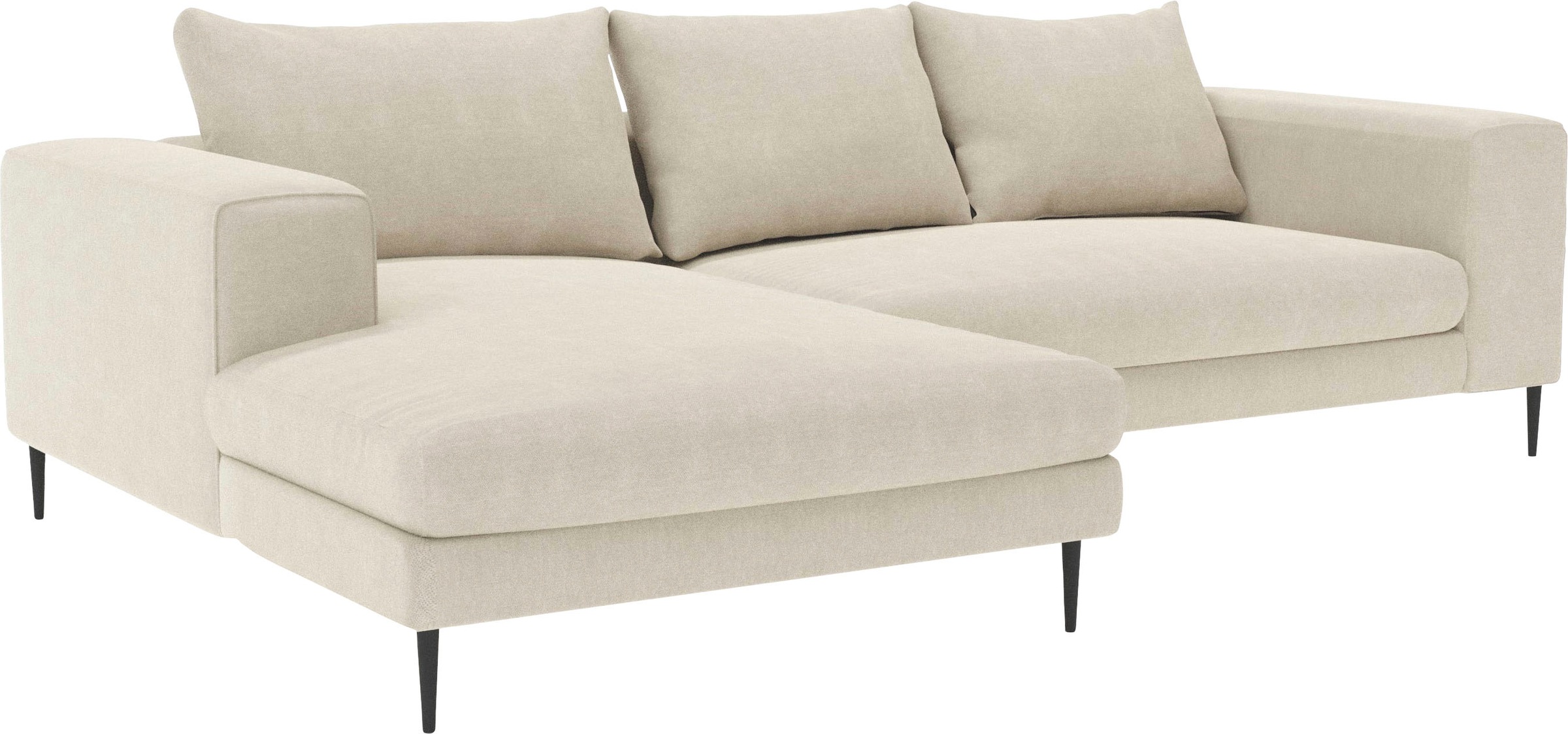 INOSIGN Ecksofa »Aurora, L-Form, mit extra breiter Recamiere, 324 x 170 cm (BxT)«, Designsofa mit tollem Sitzkomfort, extra hohe Metallfüße schwarz