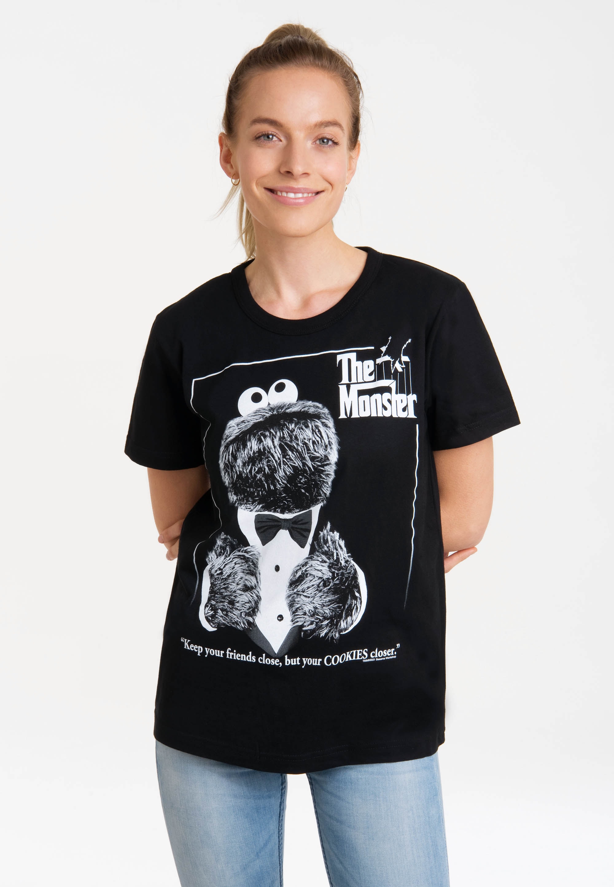 LOGOSHIRT Print lizenziertem Pate«, mit online Krümelmonster »Sesamstrasse | BAUR – T-Shirt bestellen