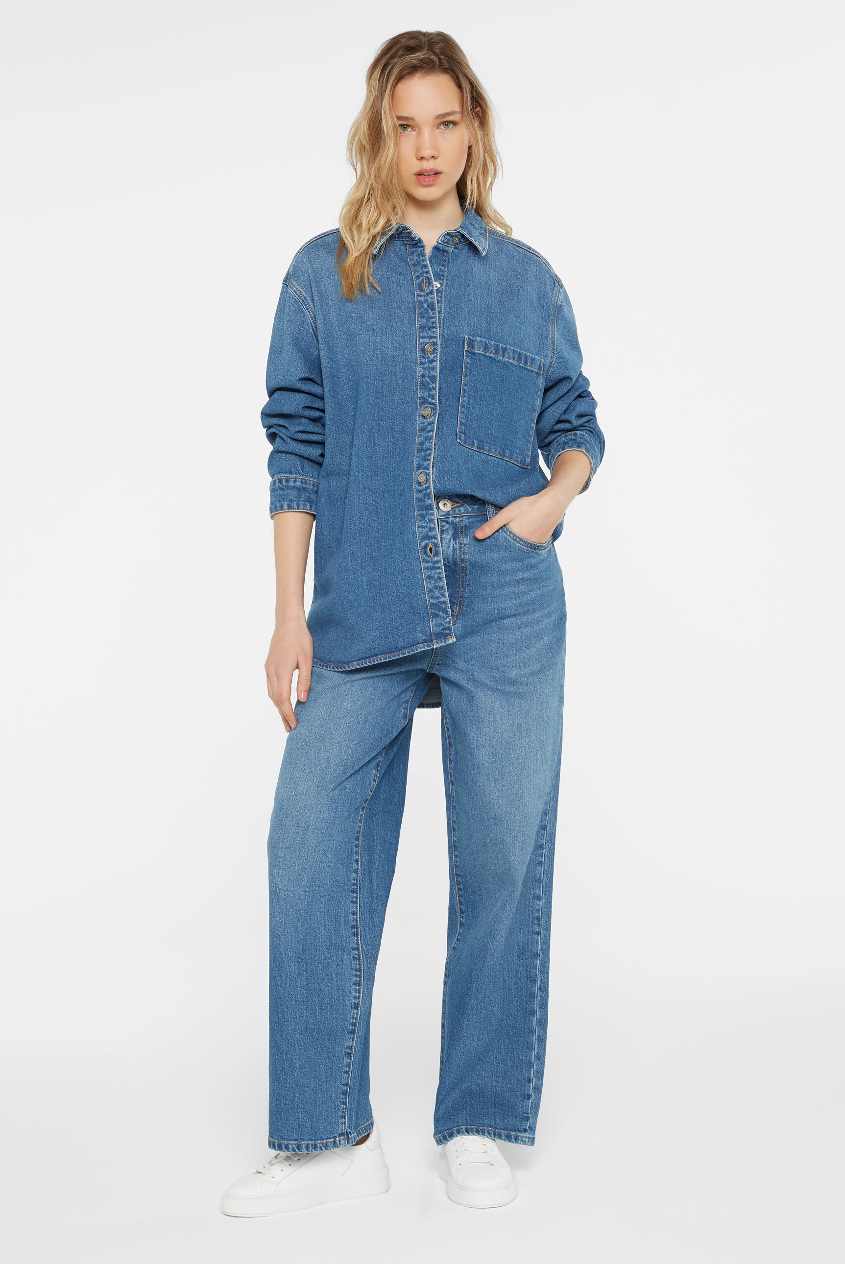 SENSES.THE LABLE Jeansbluse su Brusttasche