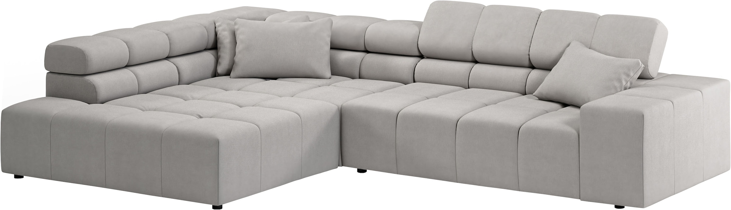 INOSIGN Ecksofa »Ancona incl. Kopfteilverstellung, Zierkissen Breite 319cm, L-Form«, wahlweise motorische Sitztiefenverstellung, auch in Cord + Easy Care