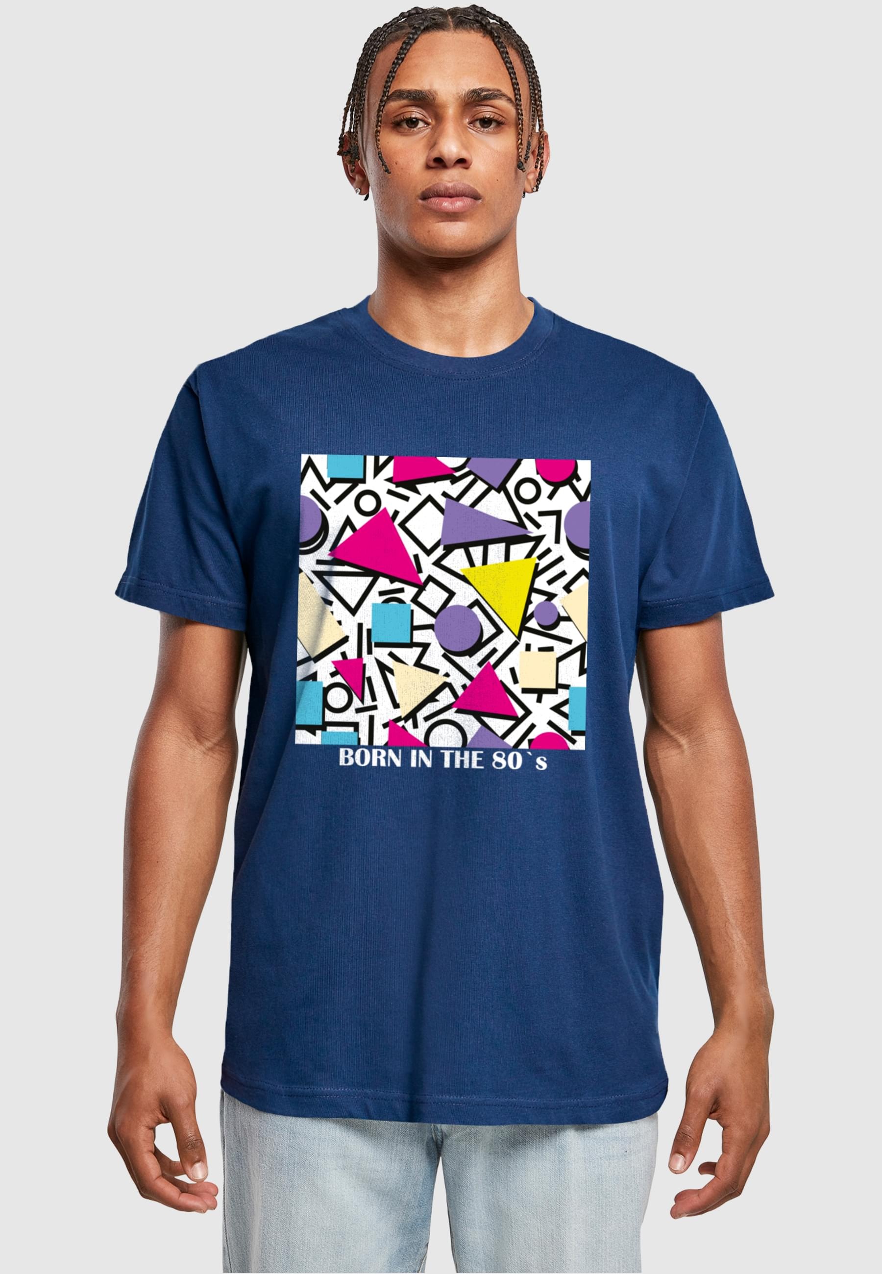 MisterTee T-Shirt »MisterTee Herren Geometric Retro T-Shirt Round Neck«