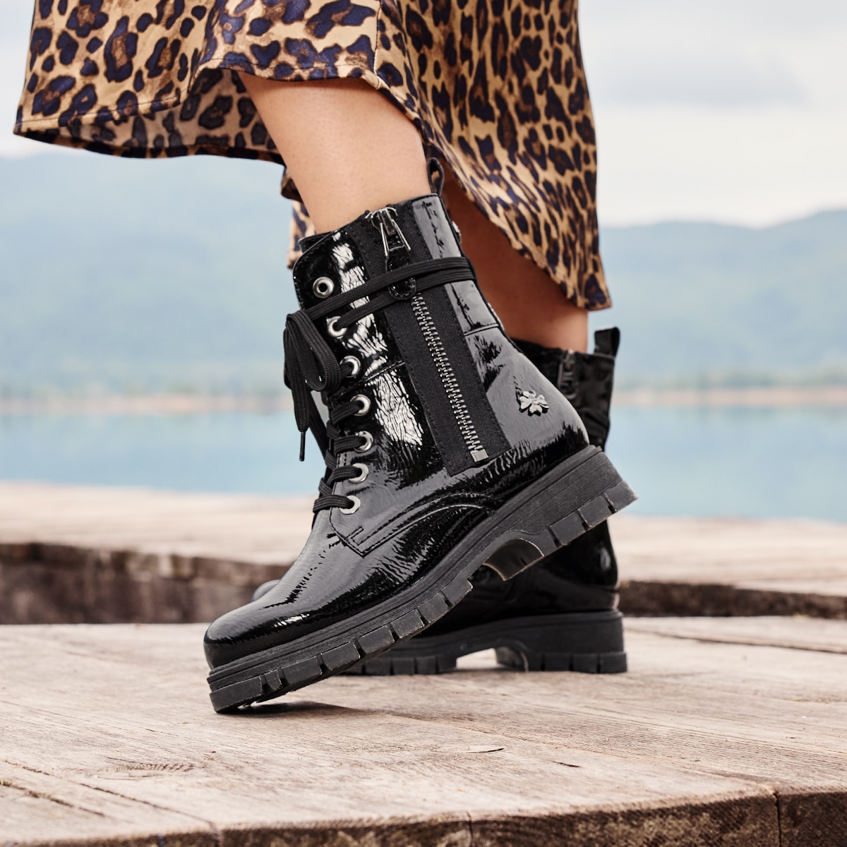 MARCO TOZZI by GMK Schnürboots, Blockabsatz, Schnürboots mit Zierreißverschluss außen