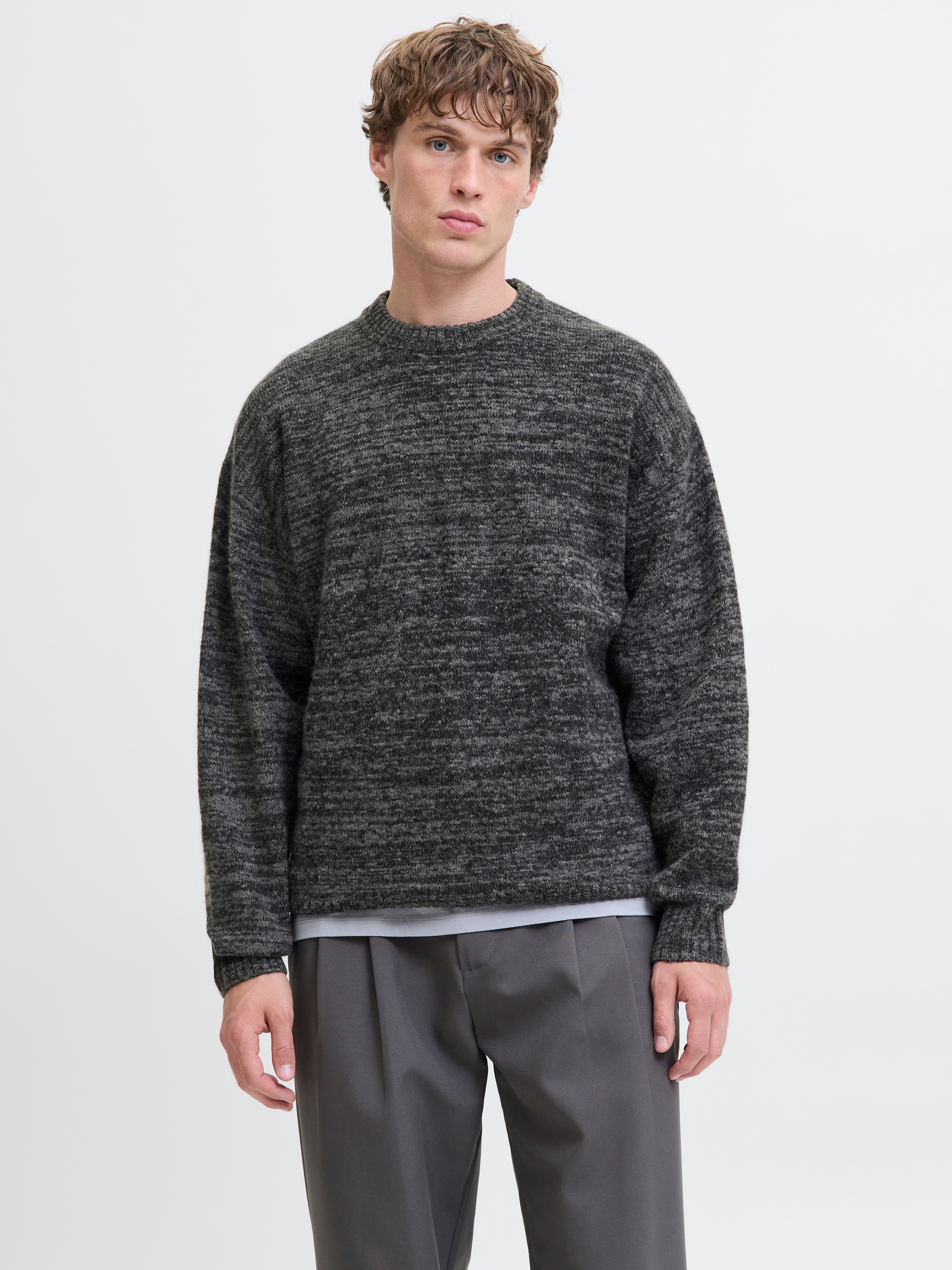 Jack & Jones Rundhalspullover "JJESOHO OLLIE KNIT CREW NECK SN" Materialmix günstig online kaufen