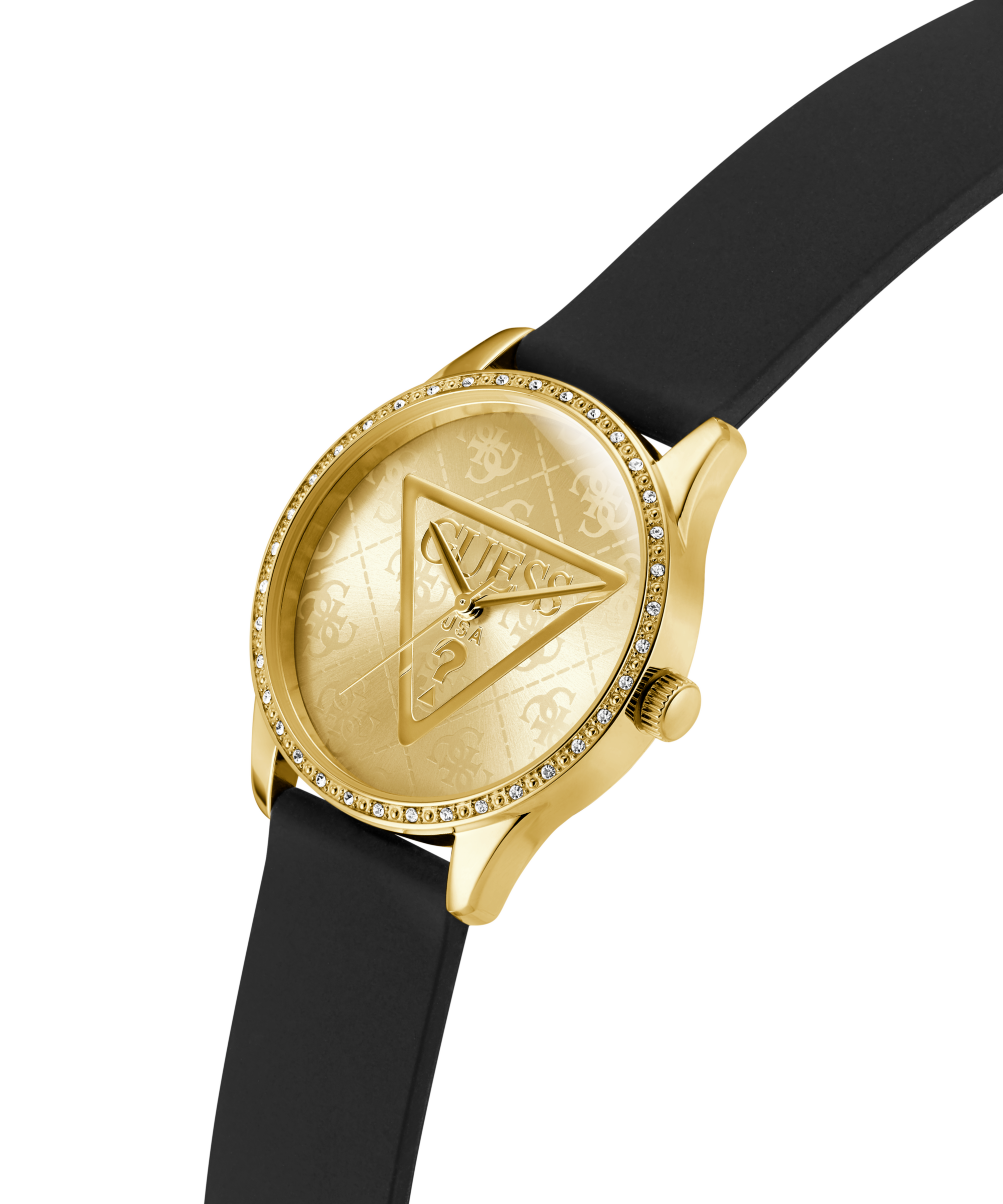 Guess Quarzuhr »ROXY« Armbanduhr, Damenuhr, Silikonarmband, Kristallglas