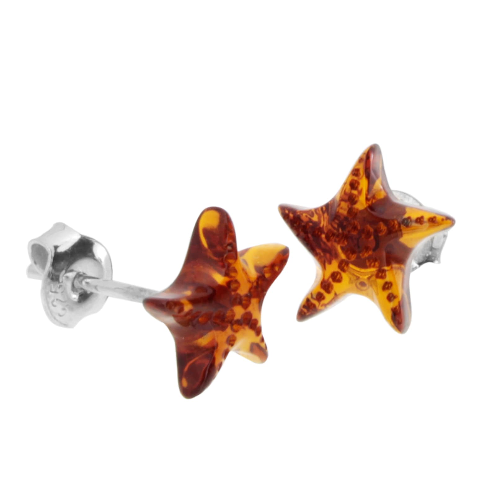 Paar Ohrstecker OSTSEE-SCHMUCK "- Stern - Silber 925/000 - Bernstein" Gr. 10, silber (silber 925, silberfarben, weiß), Ohrringe, Damen, Silber 925 (Sterlingsilber) 4