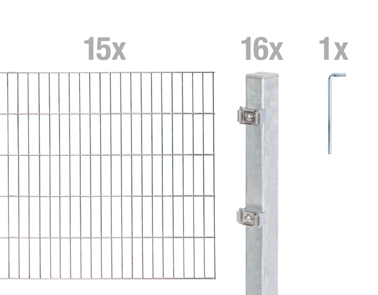 Alberts Doppelstabmattenzaun "Grundset" Höhe: 80-200 cm, Gesamtlänge: 4-30 m, zum Einbetonieren