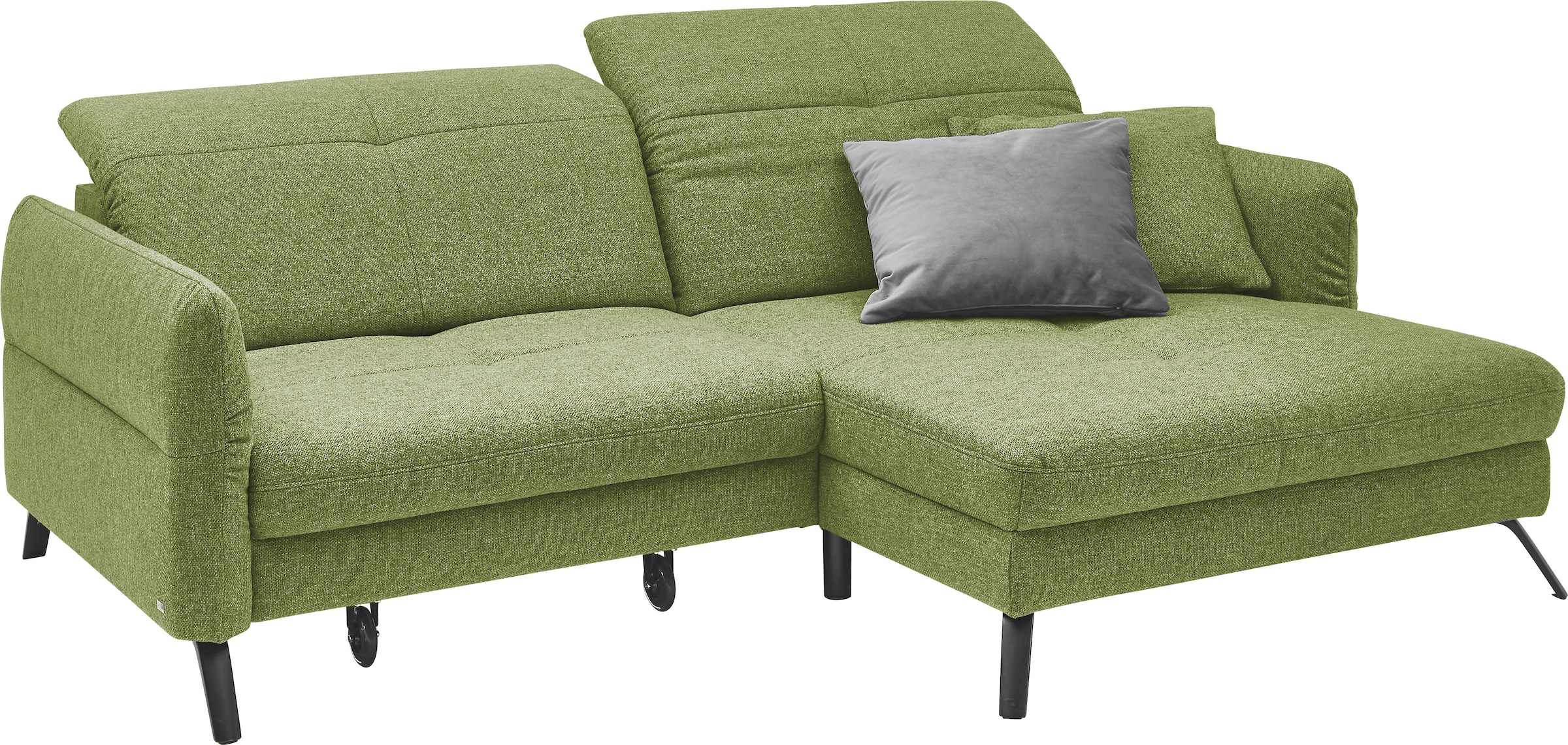 set one by Musterring Ecksofa »SO 4400 V«, wahlweise mit motorischer Bettfunktion & Kopfverstellung, Fuß schwarz