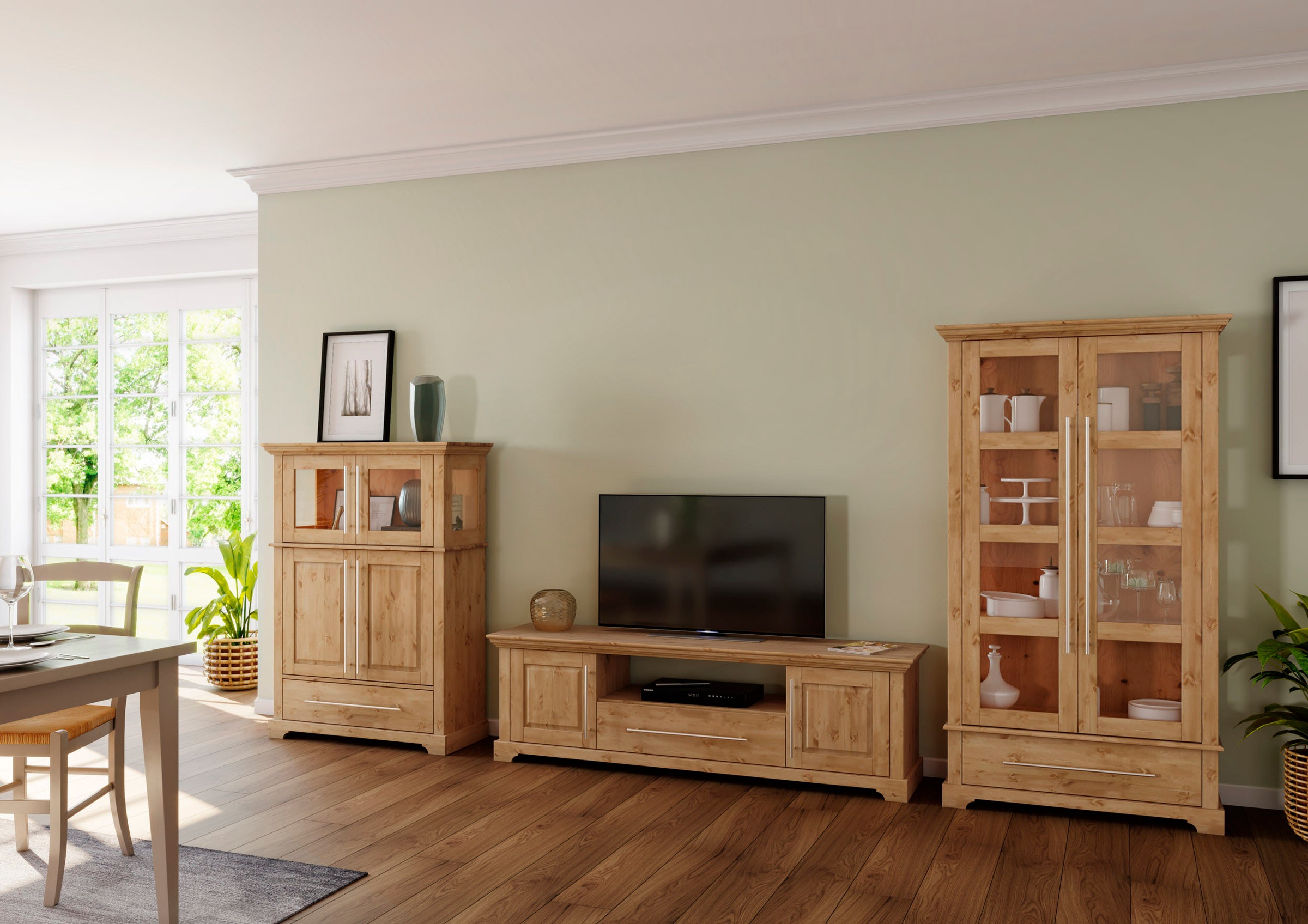 Home affaire TV-Board »Meliss«, Lowboard, 2-türig, Breite 171 cm, Kiefer massiv, FSC®
