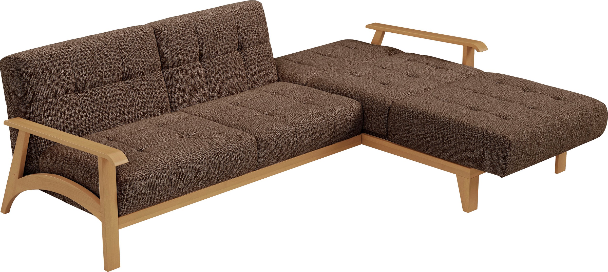 sit&more Ecksofa »Billund L-Form«, Armlehnen aus eichefarbigem Buchenholz, verschiedene Bezüge und Farben