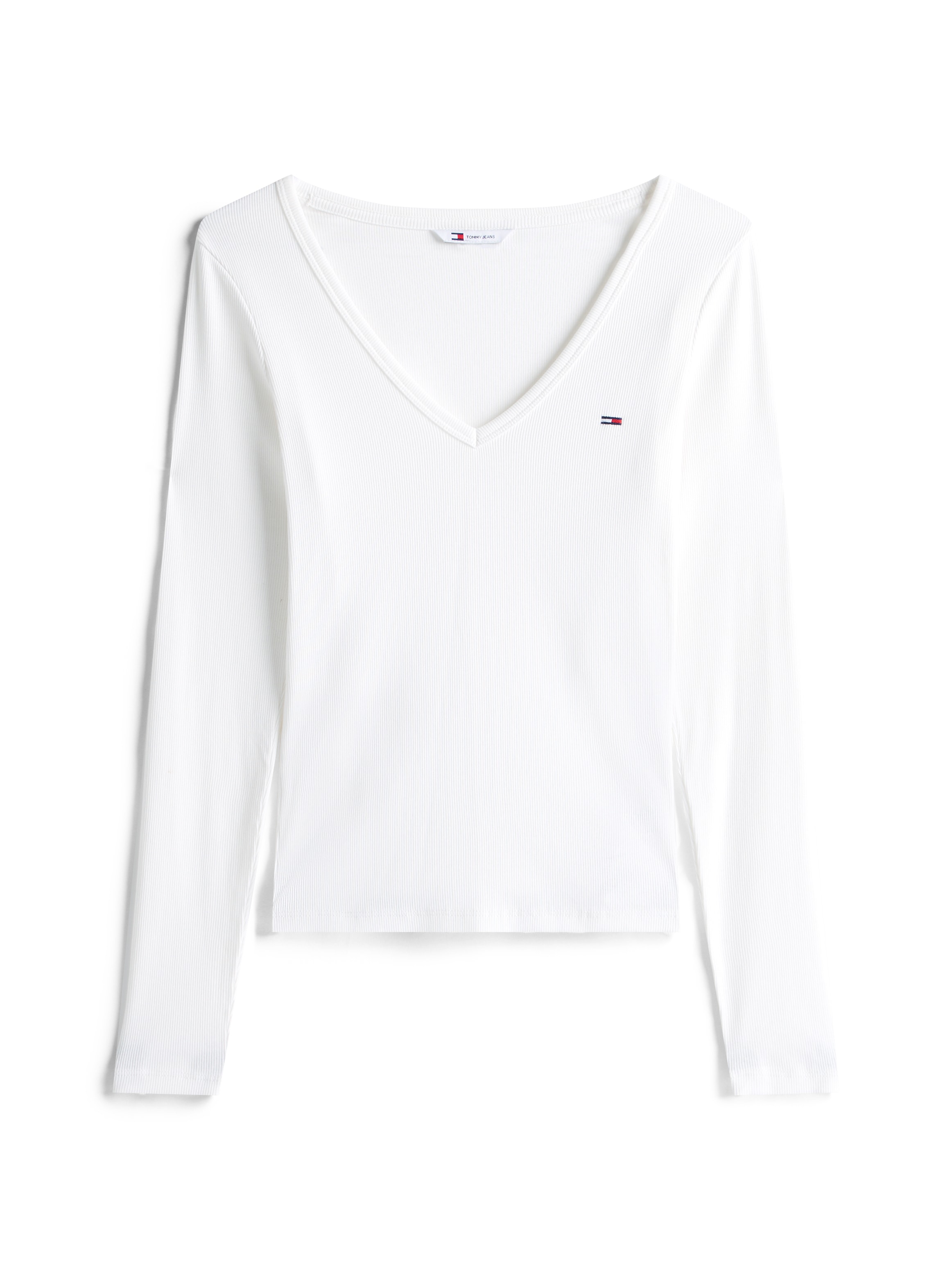 Tommy Jeans Langarmshirt »TJW SLIM ESSENTIAL RIB V LS«, mit Logostickerei