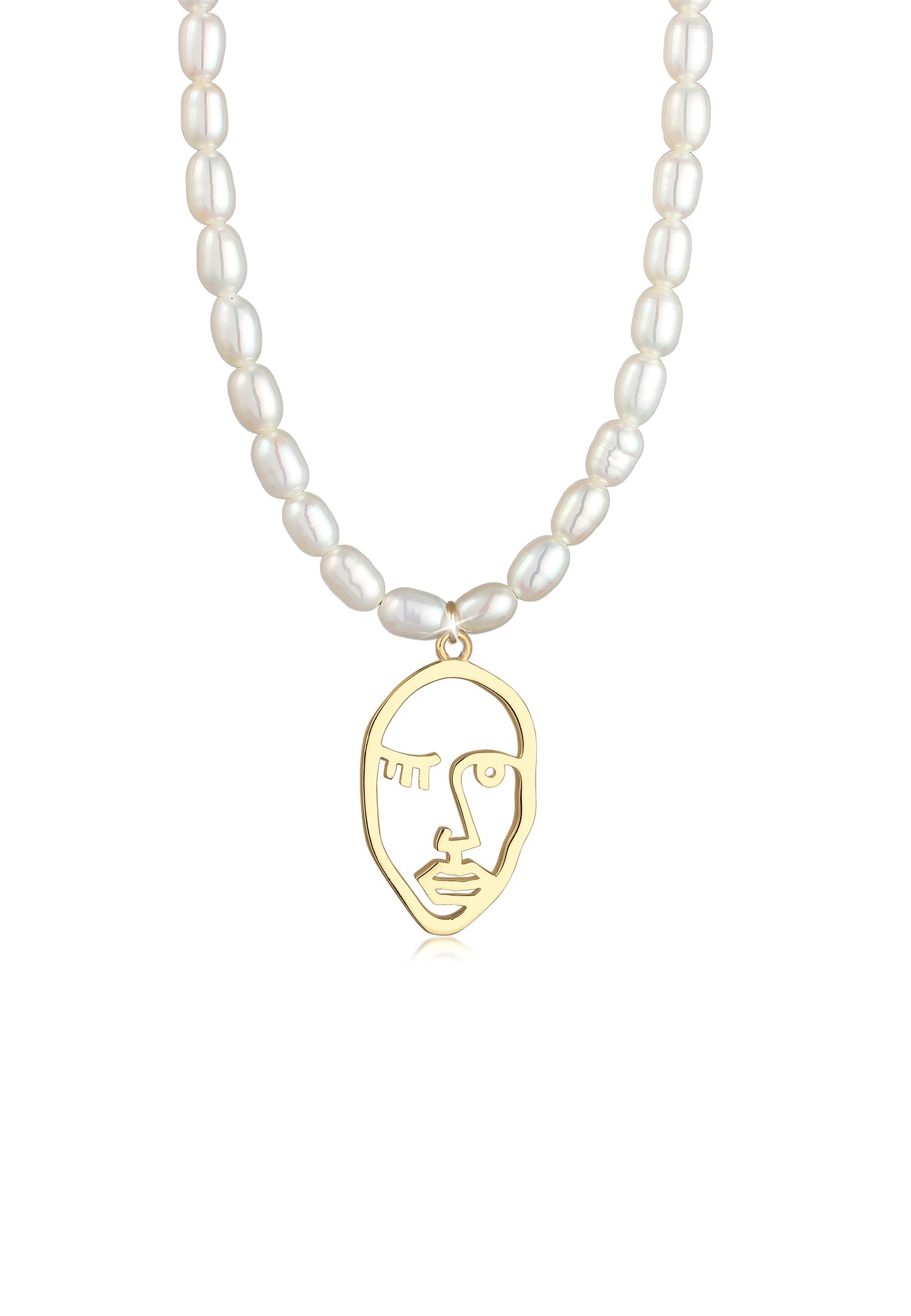 Perlenkette »Gesicht Anhänger Süßwasserzuchtperle 925 Silber«