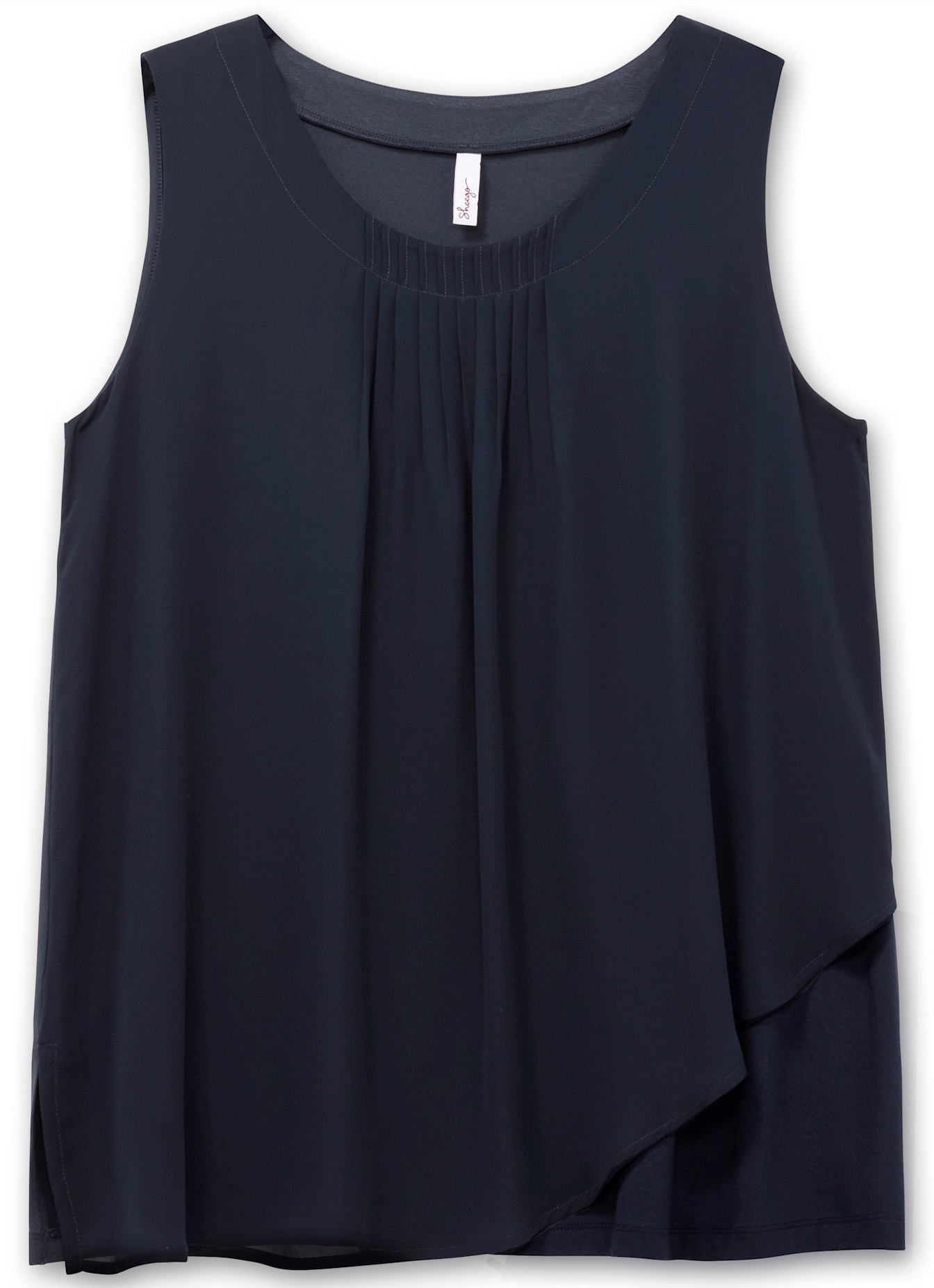 Longtop SHEEGO, Damen, Gr. 40, tiefblau, 100% Polyester, Rückenteil:5% Elasthan, 95% Viskose, unifarben, Rundhals, Tops 3