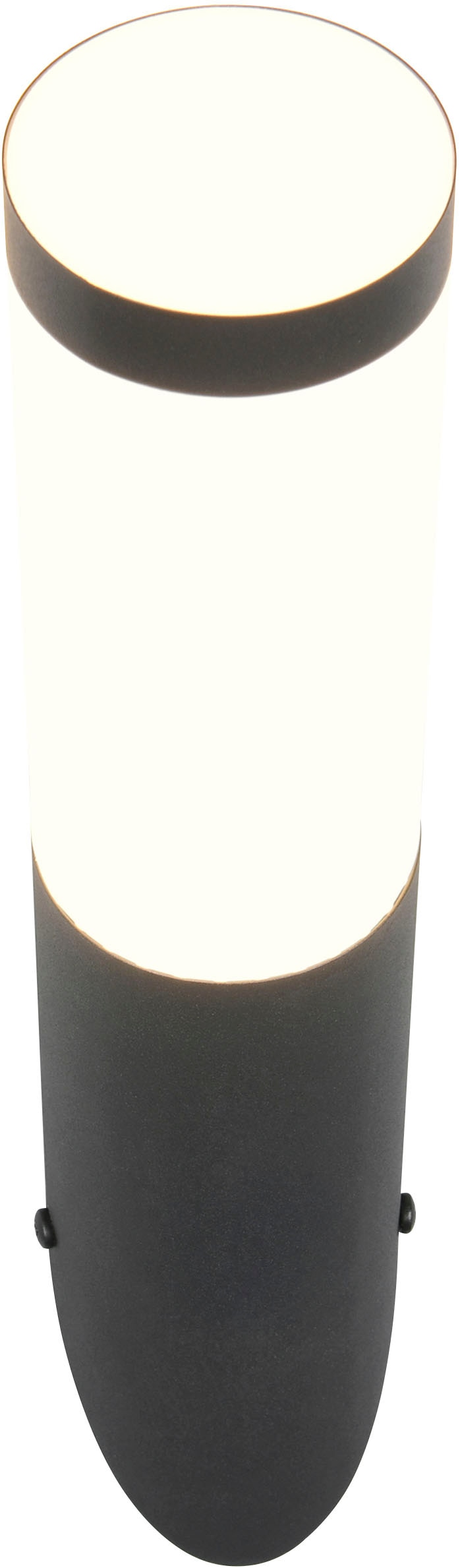 TRIO Leuchten Außen-Wandleuchte »TRIOTO, Outdoor Wandlampe Edelstahl, Wandfackel exkl 1x E27 max 25W«, 1 flammig, Leuchtmittel E27 | Leuchtmittel wechselbar, röhrenförmige Hauswand Beleuchtung, Fassadenbeleuchtung IP44 39cm hoch