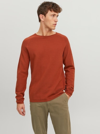 Jack & Jones Rundhalspullover "JJEHILL KNIT CREW NECK NOOS", aus Strukturstrick