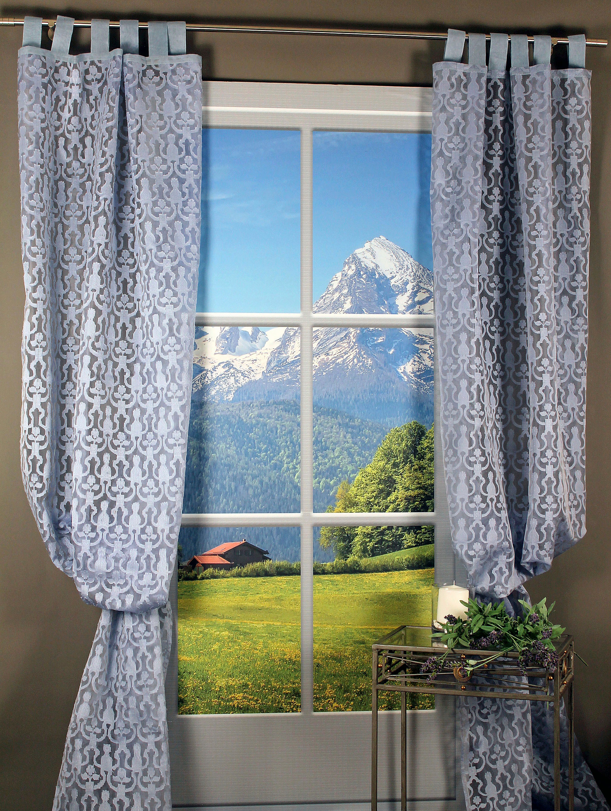 HOSSNER - ART OF HOME DECO Gardine "Blausee" Schlaufen 1 Stk. tlg. Schlaufe günstig online kaufen