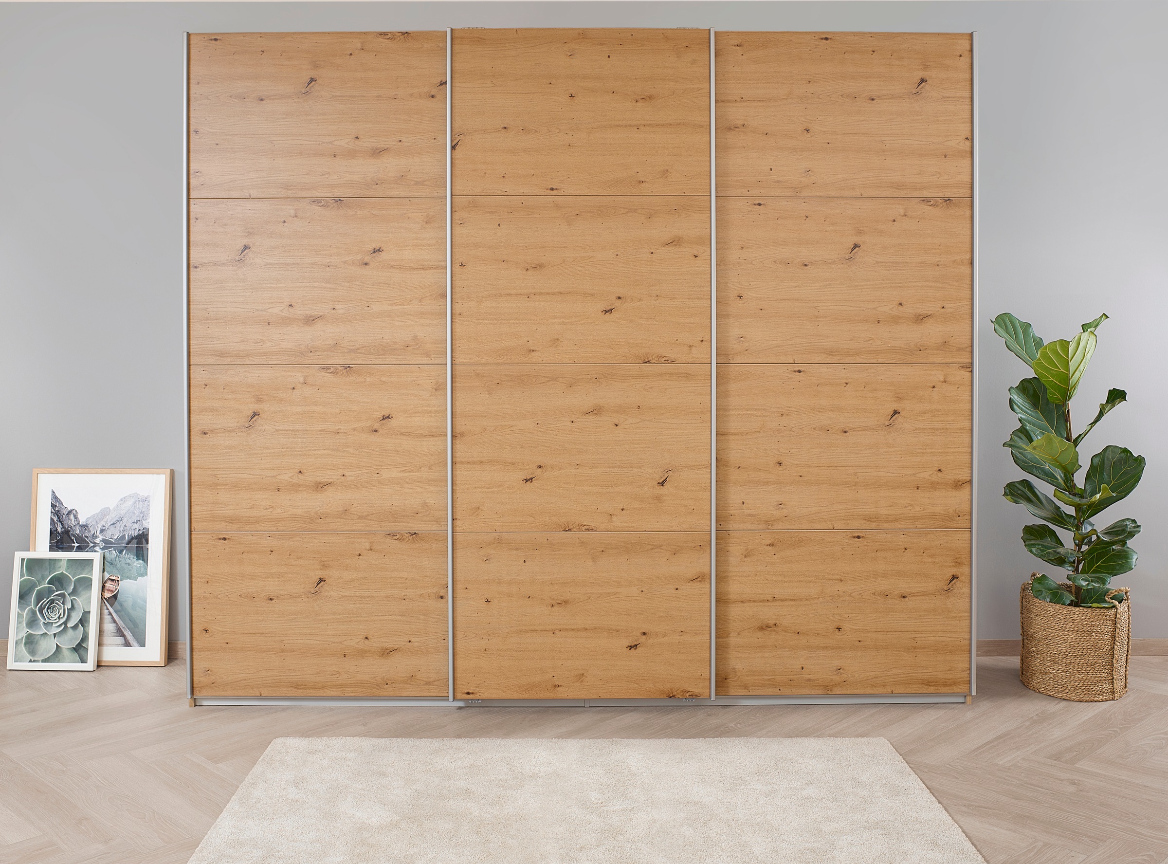 rauch Schwebetürenschrank »Kleiderschrank Schrank Garderobe KOLUNA mit Dekor-Front«, inkl. 2 Innenschubladen sowie extra Einlegeböden MADE IN GERMANY