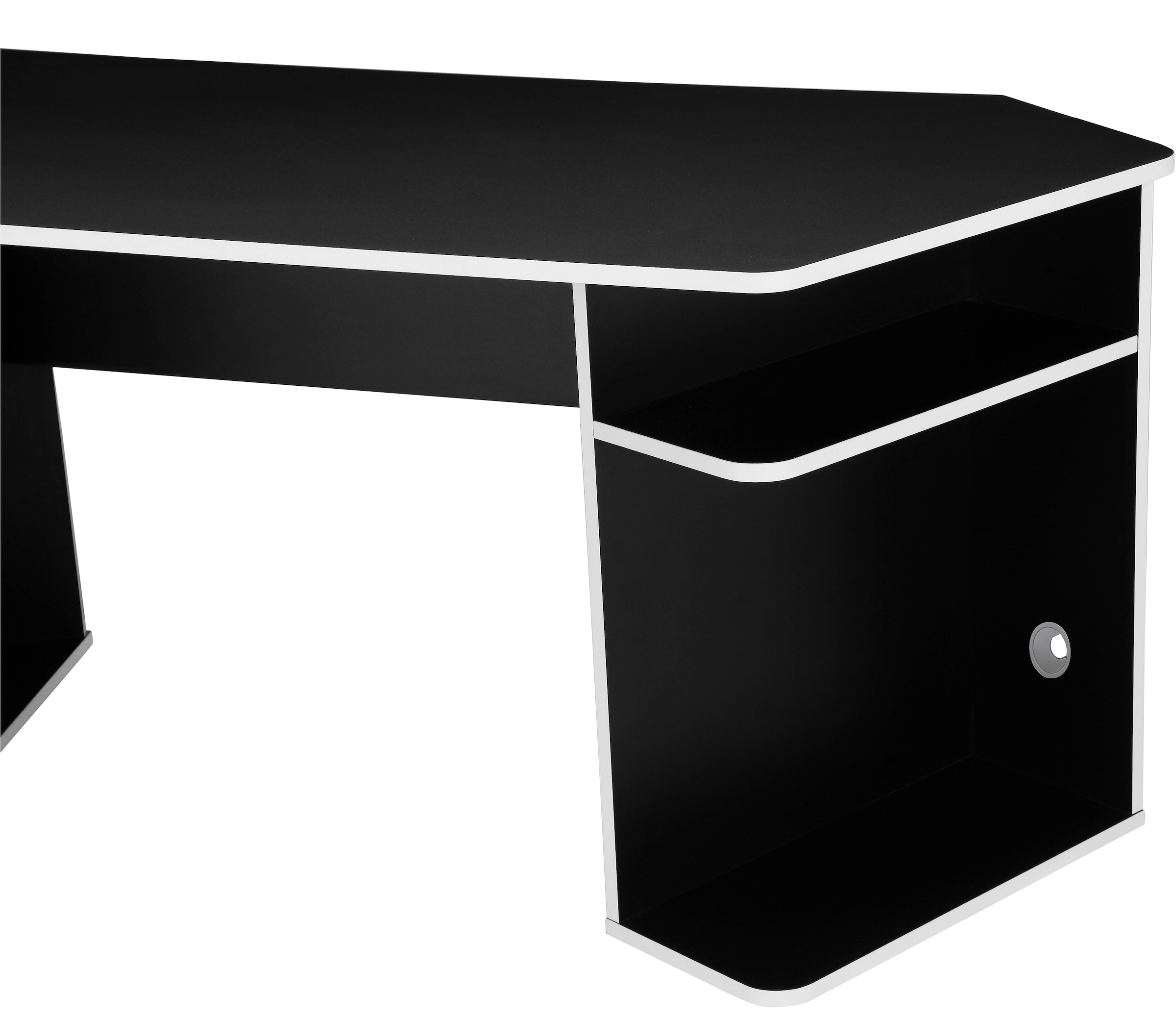 INOSIGN Gamingtisch »Game, Computertisch, Eckschreibtisch«, Towerfach, Kabeldurchlass, asymetrisches Design, Breite 180 cm
