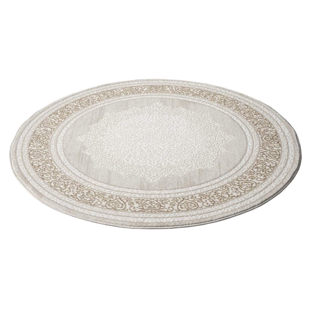 Carpet City Teppich »ANTIK209«, rund, 10 mm Höhe, Kurzflor, 3D-Optik, Klassisch-Modern für Wohnzimmer, Schlafzimmer