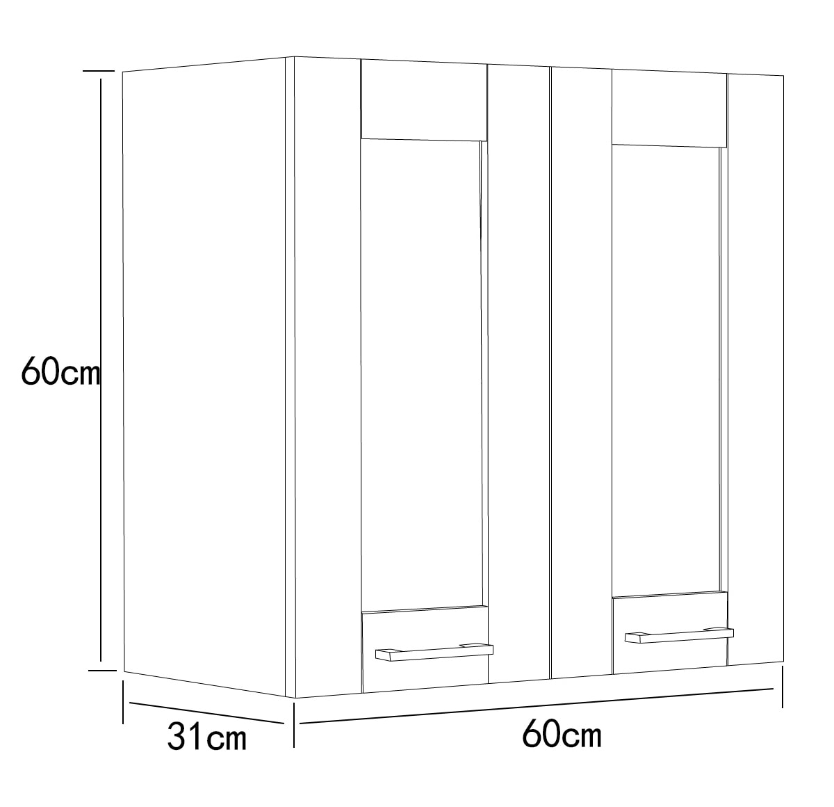 VCM Hängeschrank »VCM Küchenschrank hängend | Maße ca. H. 60 x B. 60 x T. 31 cm | Hängeschrank mit Drehtür und zwei Fächern im Landhaus Stil | Küchenmöbel - Colura«, (1 St.)