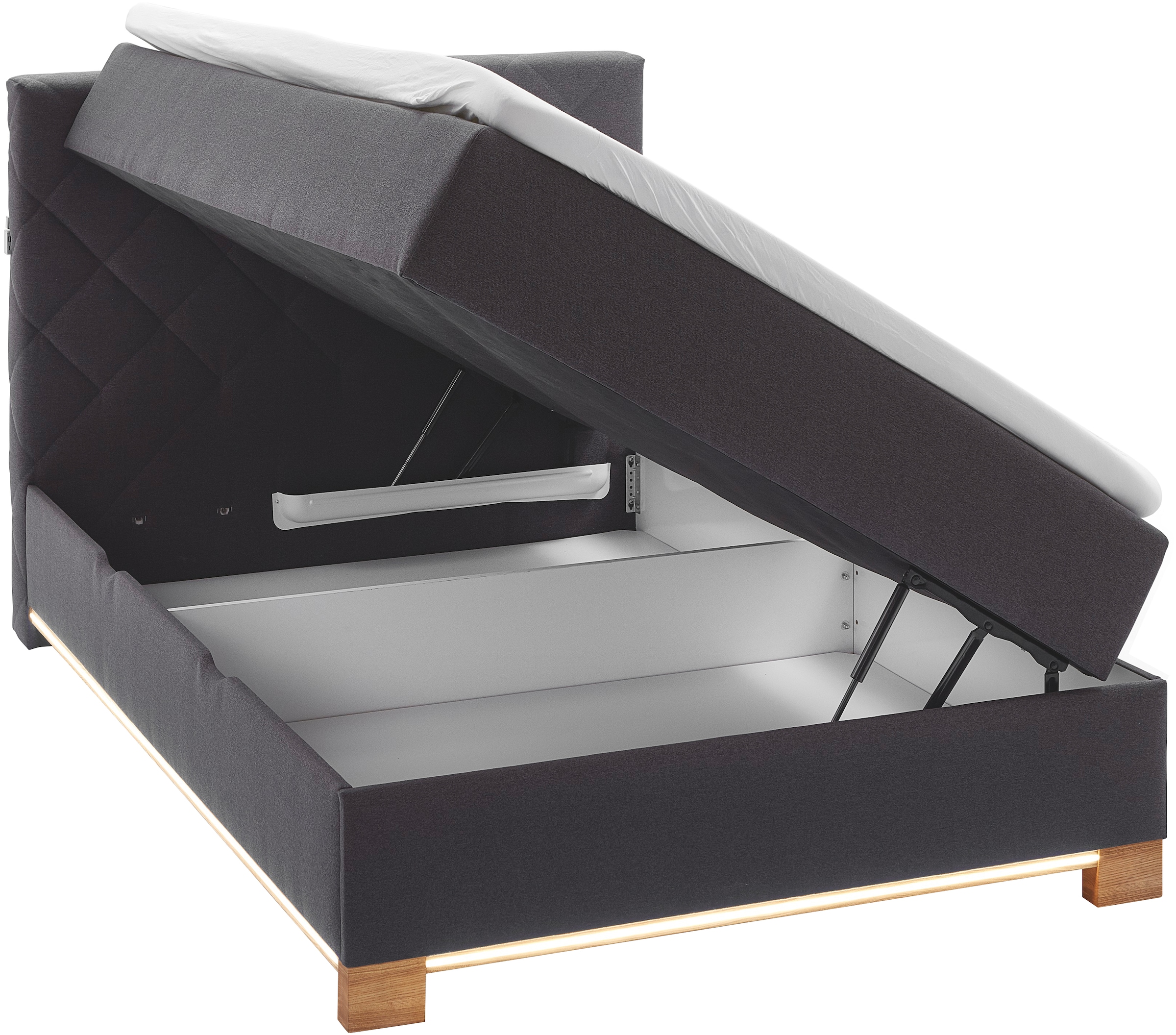 meise.möbel Boxspringbett »Messina«, inkl. Bettkasten, LED-Beleuchtung und Topper