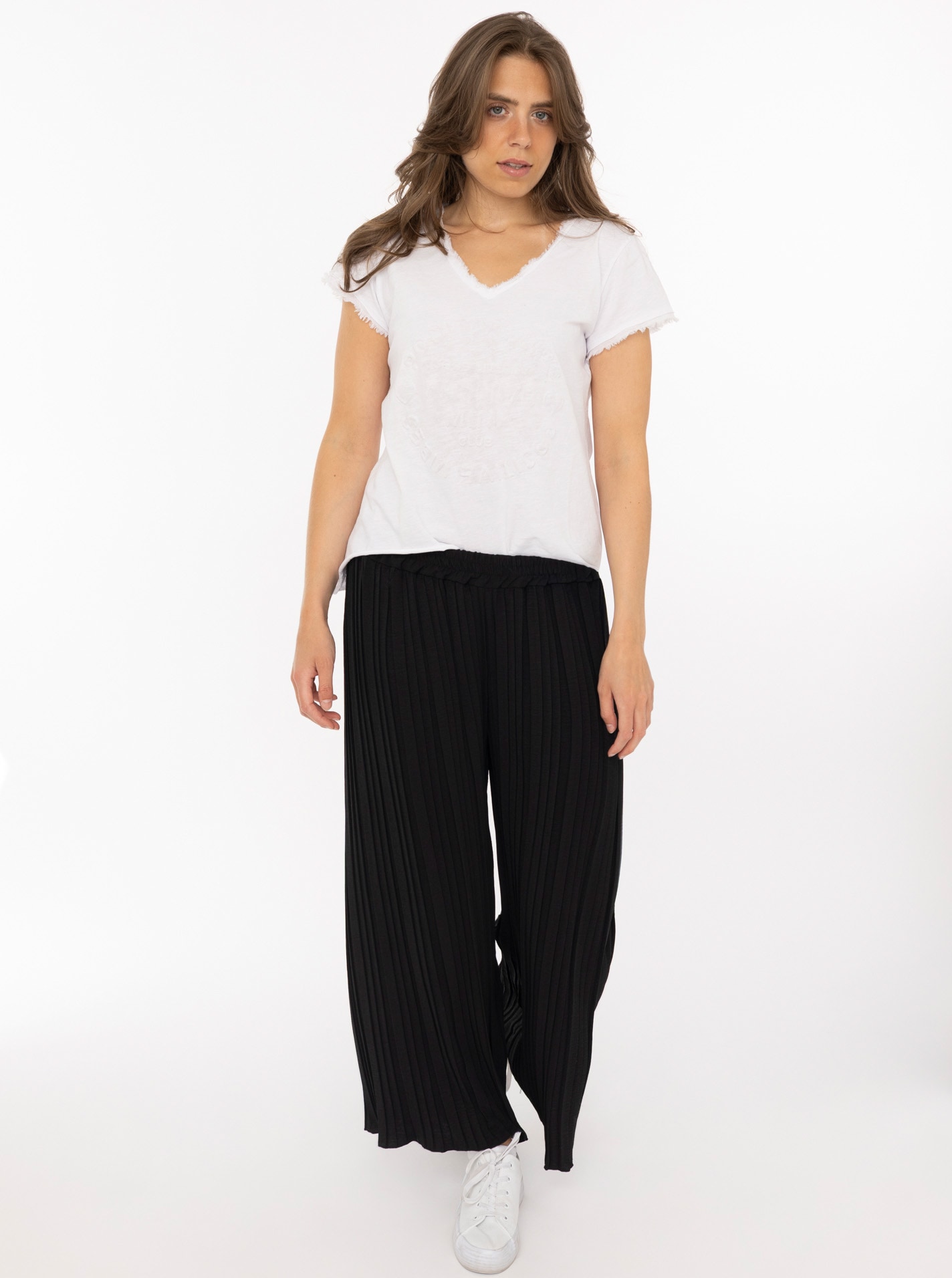 Zwillingsherz Stoffhose ""Summer"" Plissee-Struktur, lockerer Sitz, elastischer Bund