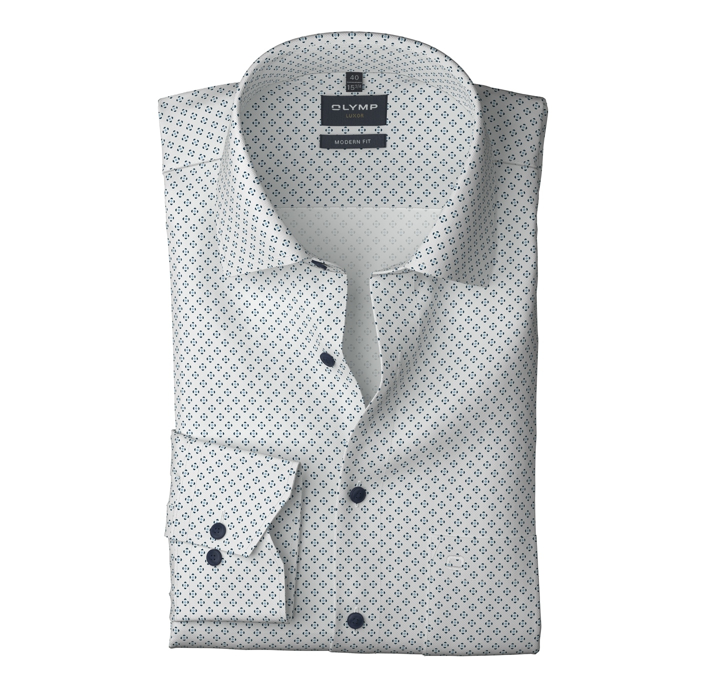 OLYMP Langarmhemd »Luxor modern fit«, modern fit, Businesshemd, gemustert, New-Kentkragen