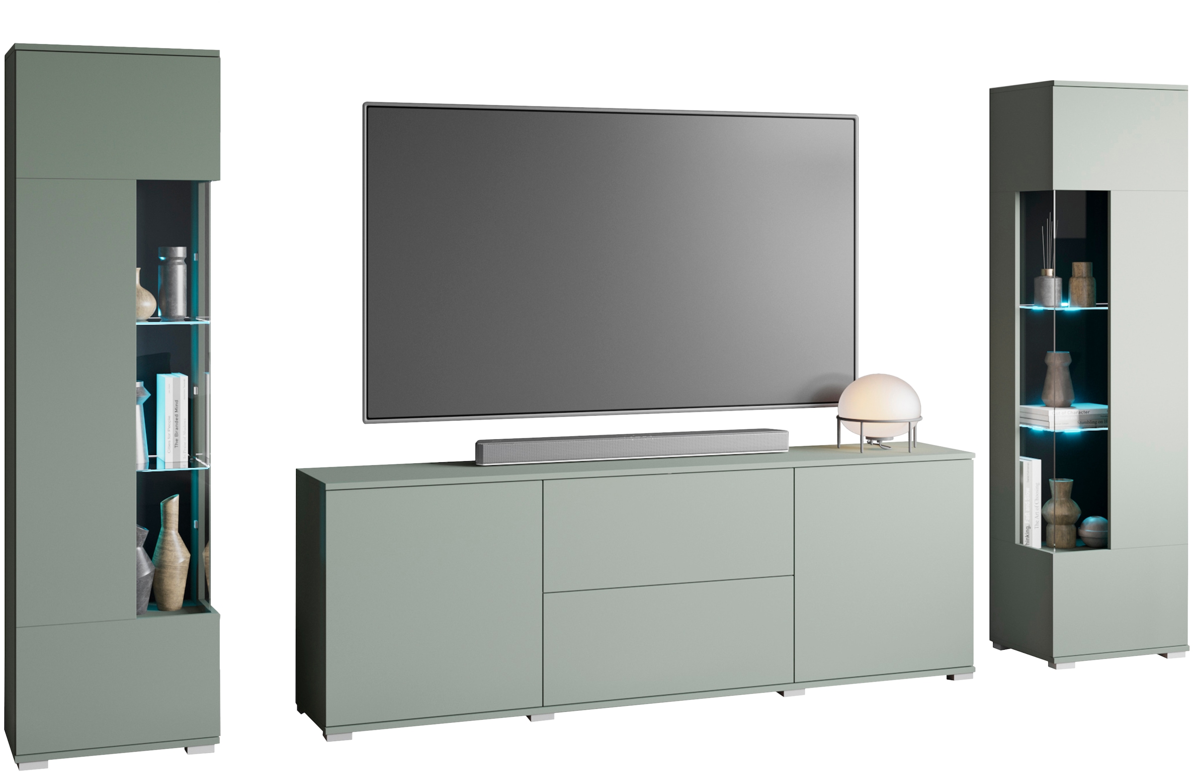 INOSIGN Wohnwand »Kenia«, (Komplett-Set, 3 St.), Vitrinen mit Eckverglasung, hängend und stehend montierbar