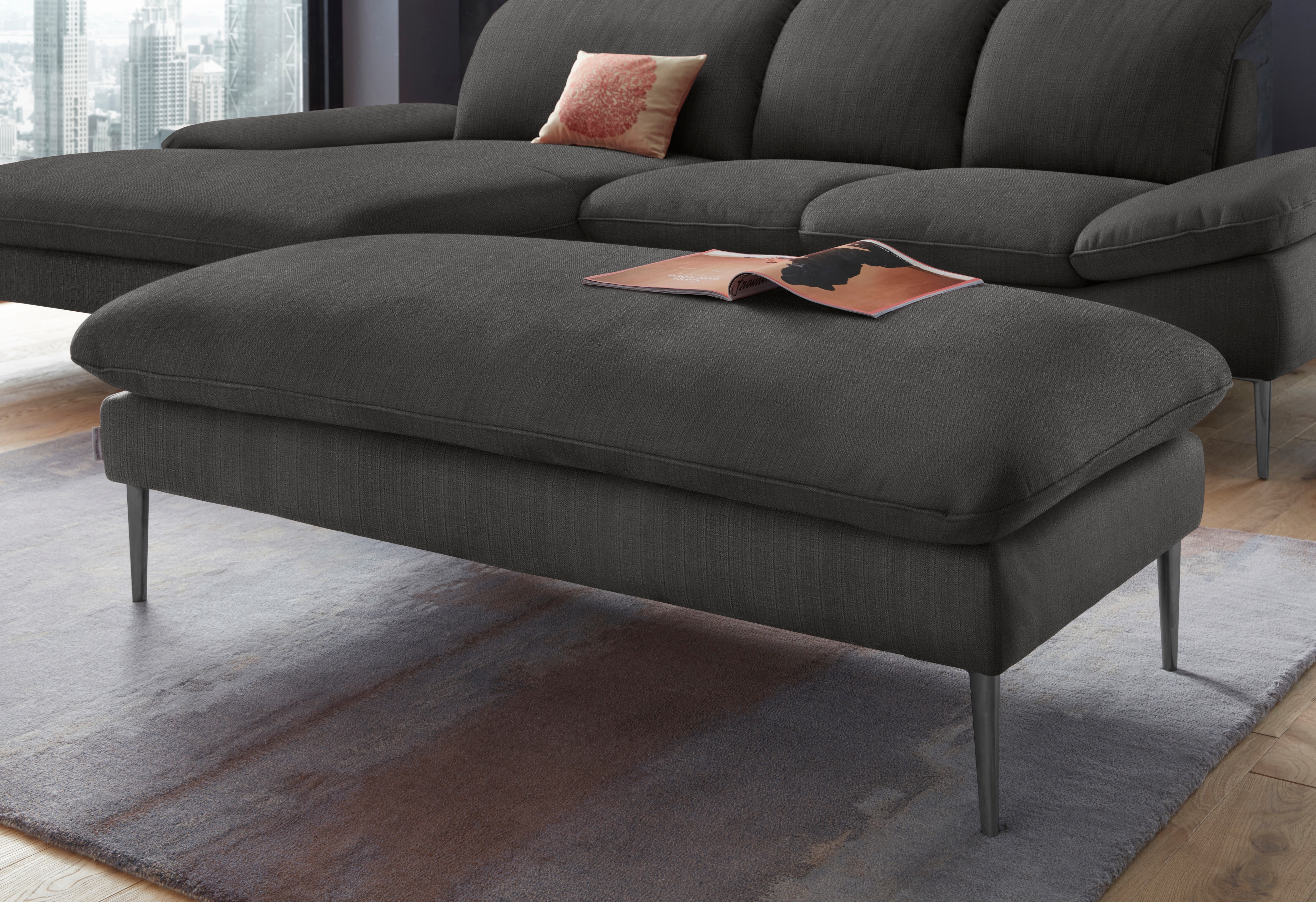 W.SCHILLIG Hocker "enjoy&MORE" Füße schwarz pulverbeschichtet, Breite 151 cm