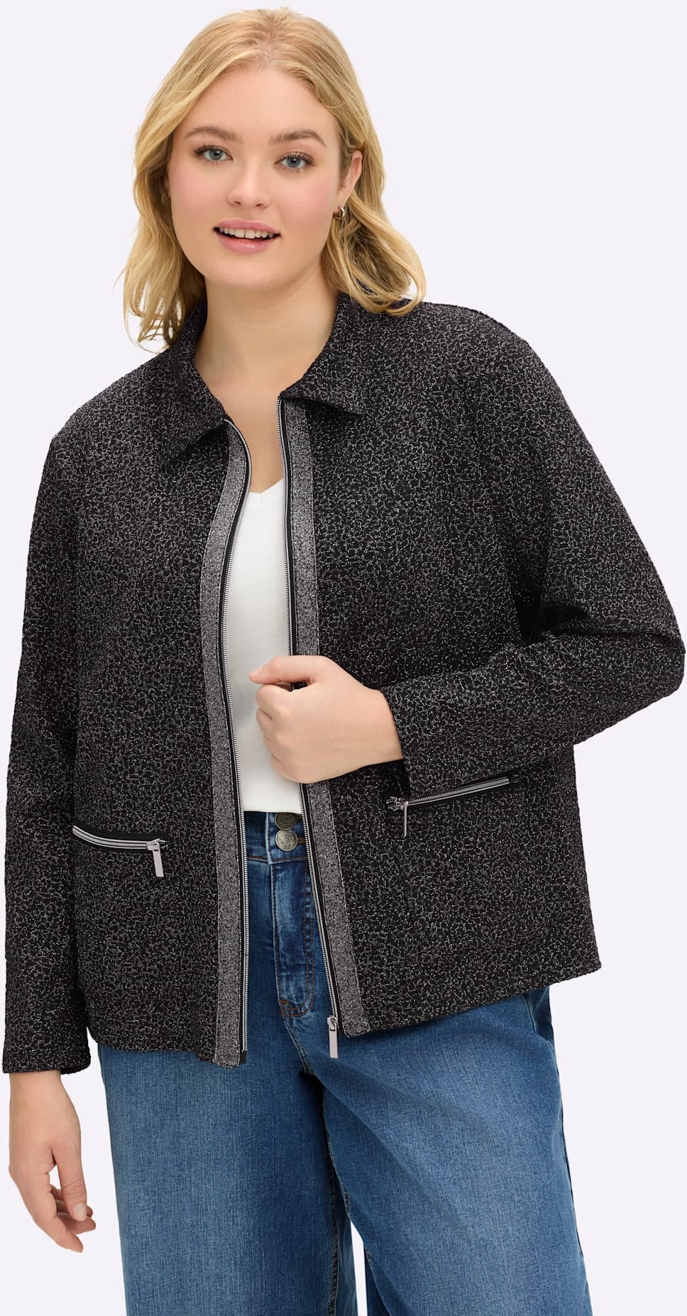 Sheego Shirtjacke "Sweatjacke", 1 Stk. günstig online kaufen