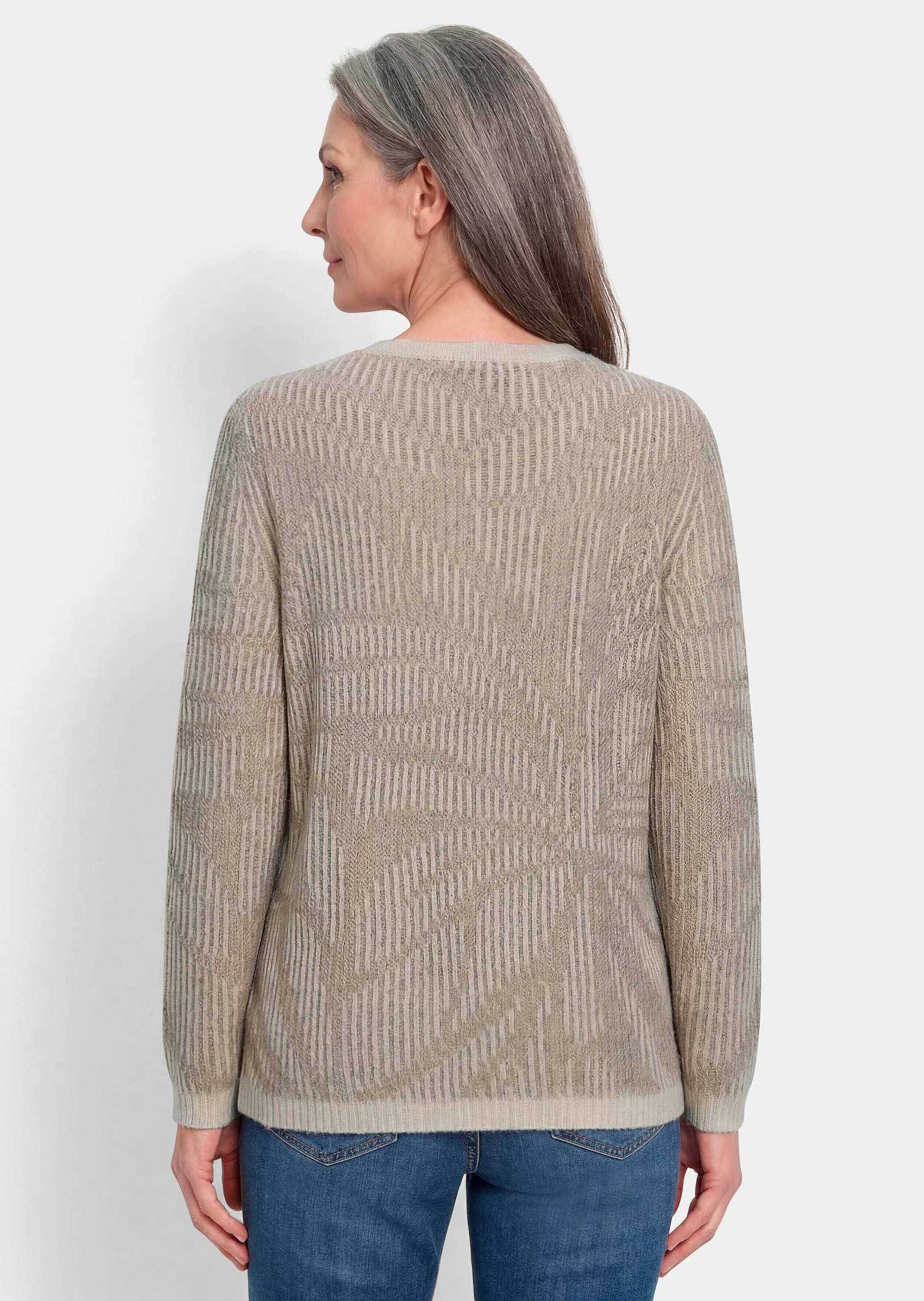GOLDNER Rundhalspullover »Strickpullover mit Blumenmuster« Rollbündchen am Ausschnitt