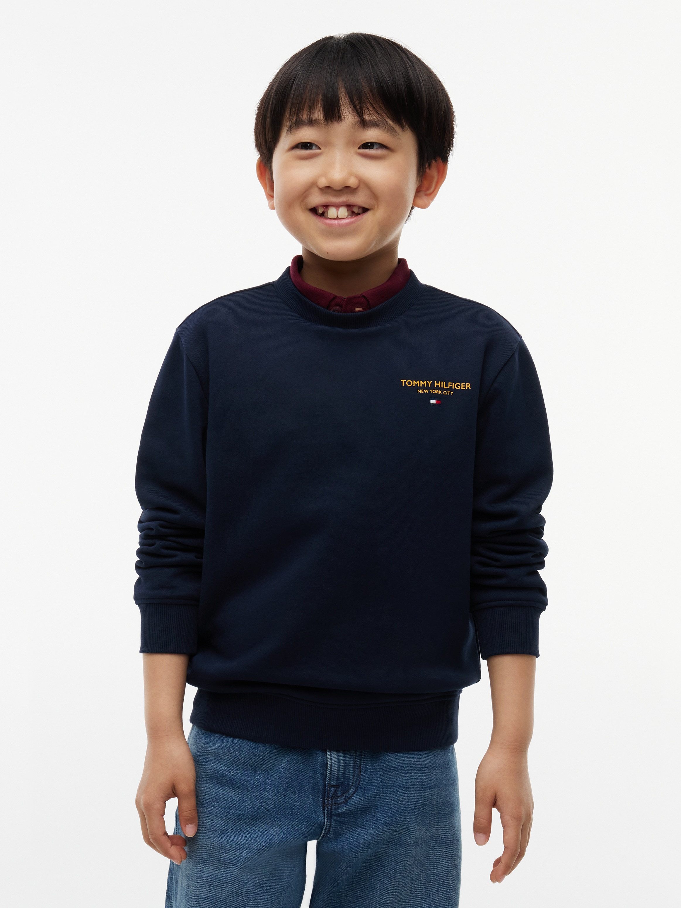 Tommy Hilfiger Sweatshirt "ESSENTIAL LOGO SWEATSHIRT", Rundhalsausschnitt, Regular Fit, Logoschriftzug, Kinder bis 16 Jahre