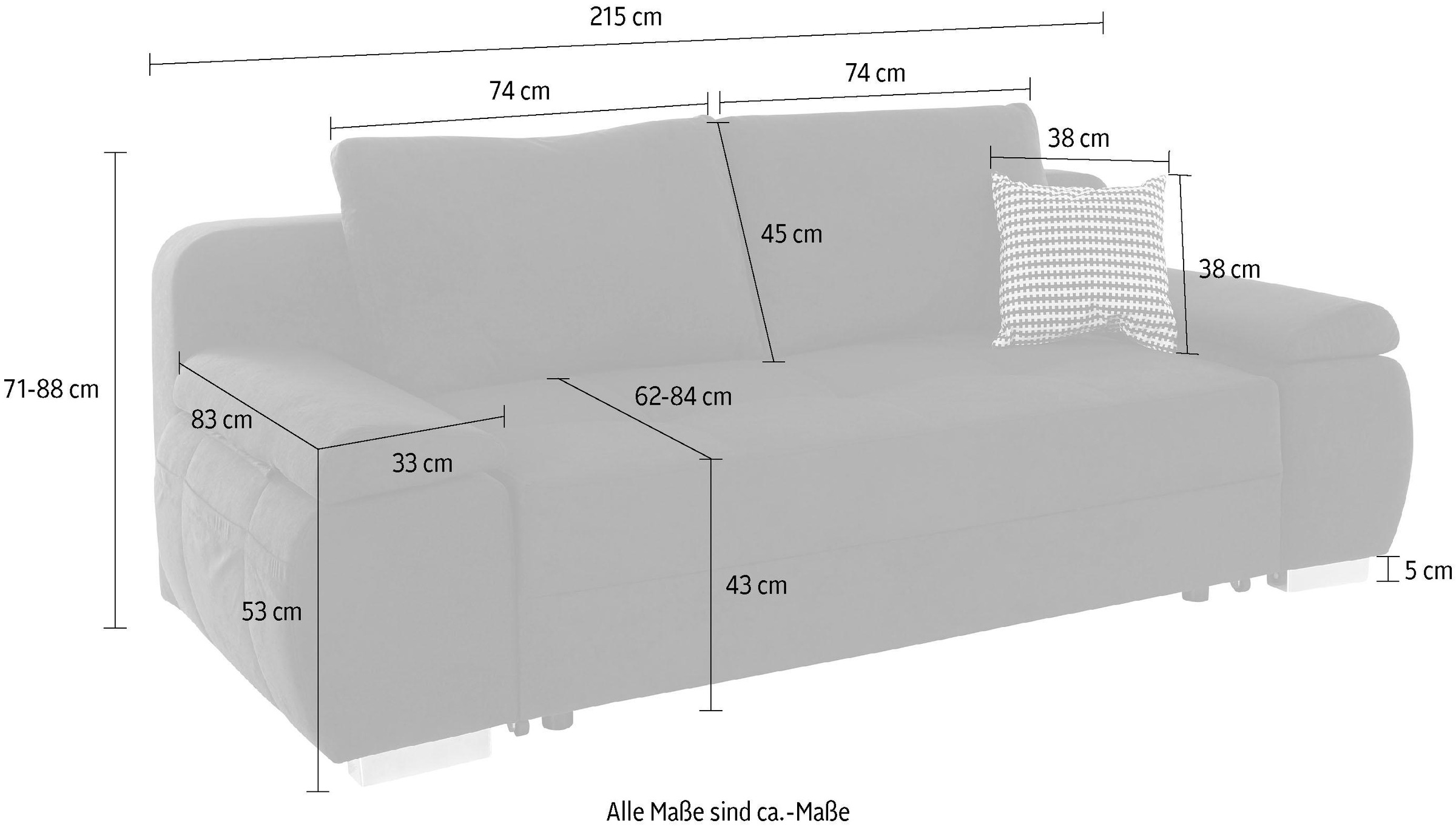 INOSIGN Schlafsofa »Pumo«, mit Boxspring-Aufbau, Bettfunktion und Bettkasten, inklusive Federkern