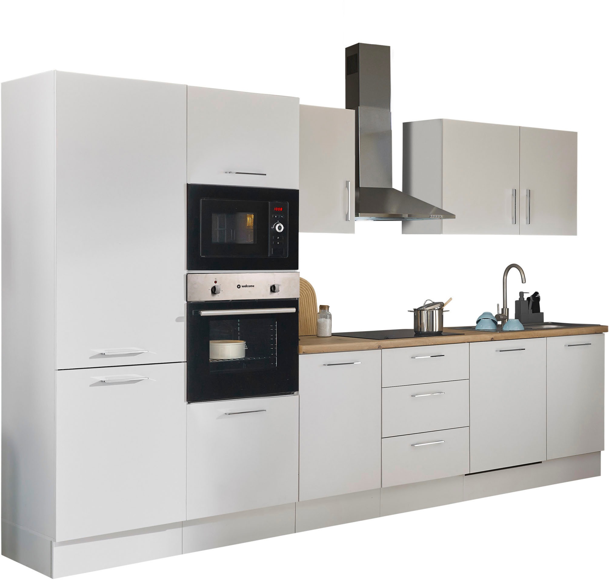 BASIC by Balculina Küchenzeile »Turin« Breite 340 cm, wahlweise mit E-Geräten