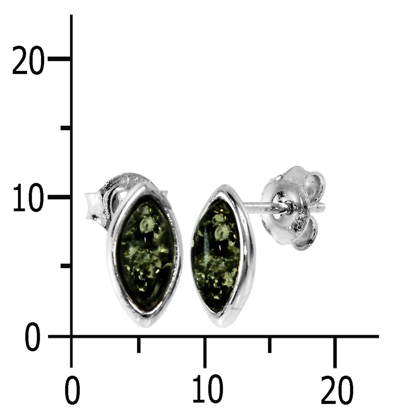 OSTSEE-SCHMUCK Paar Ohrstecker »- Alwa grün - Silber 925/000 - Bernstein«