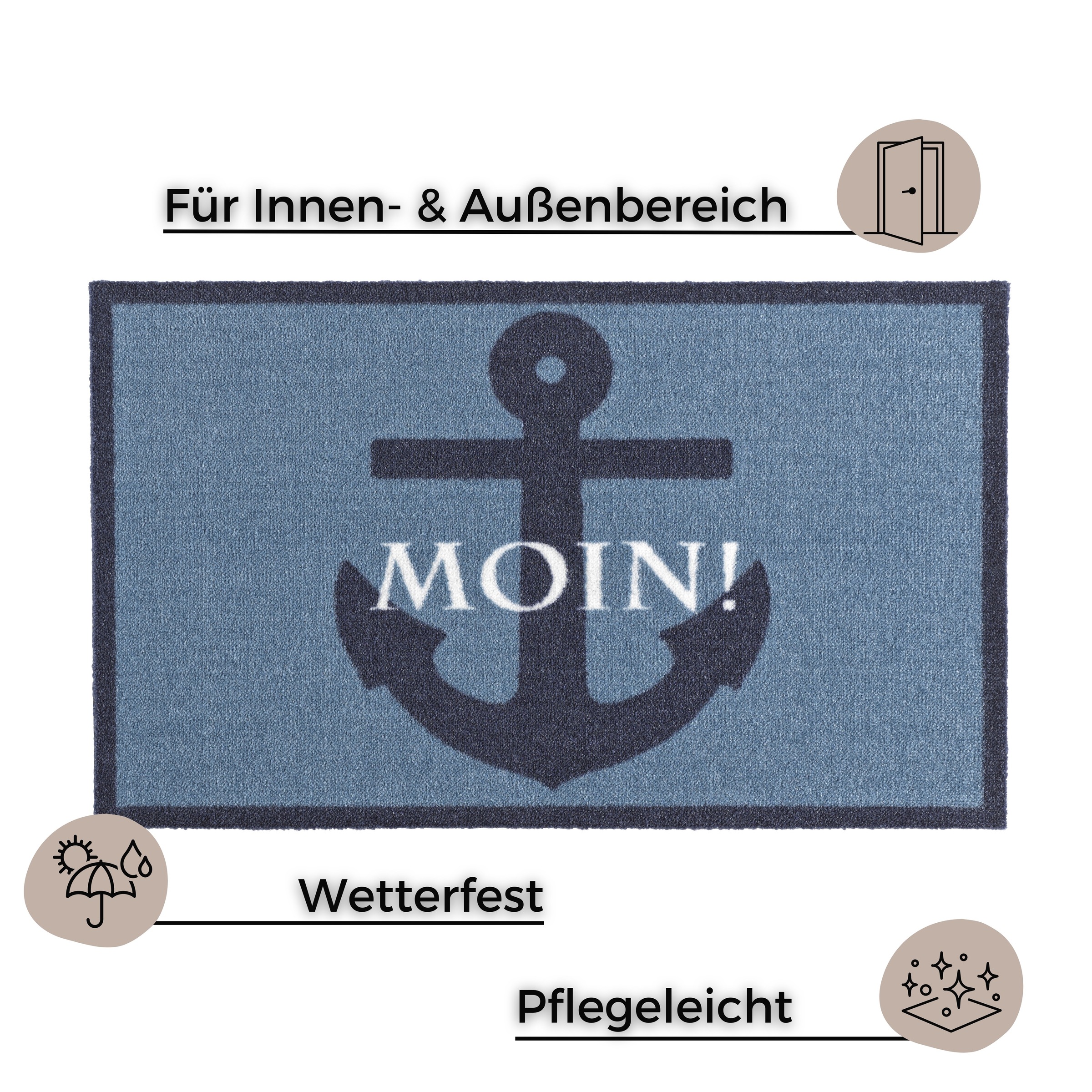 HANSE Home Fußmatte »Moin, Türmatte«, rechteckig, 7 mm Höhe, Waschbar, Schmutzfangmatte, Outdoor, Innen, Rutschfest, Wetterfest