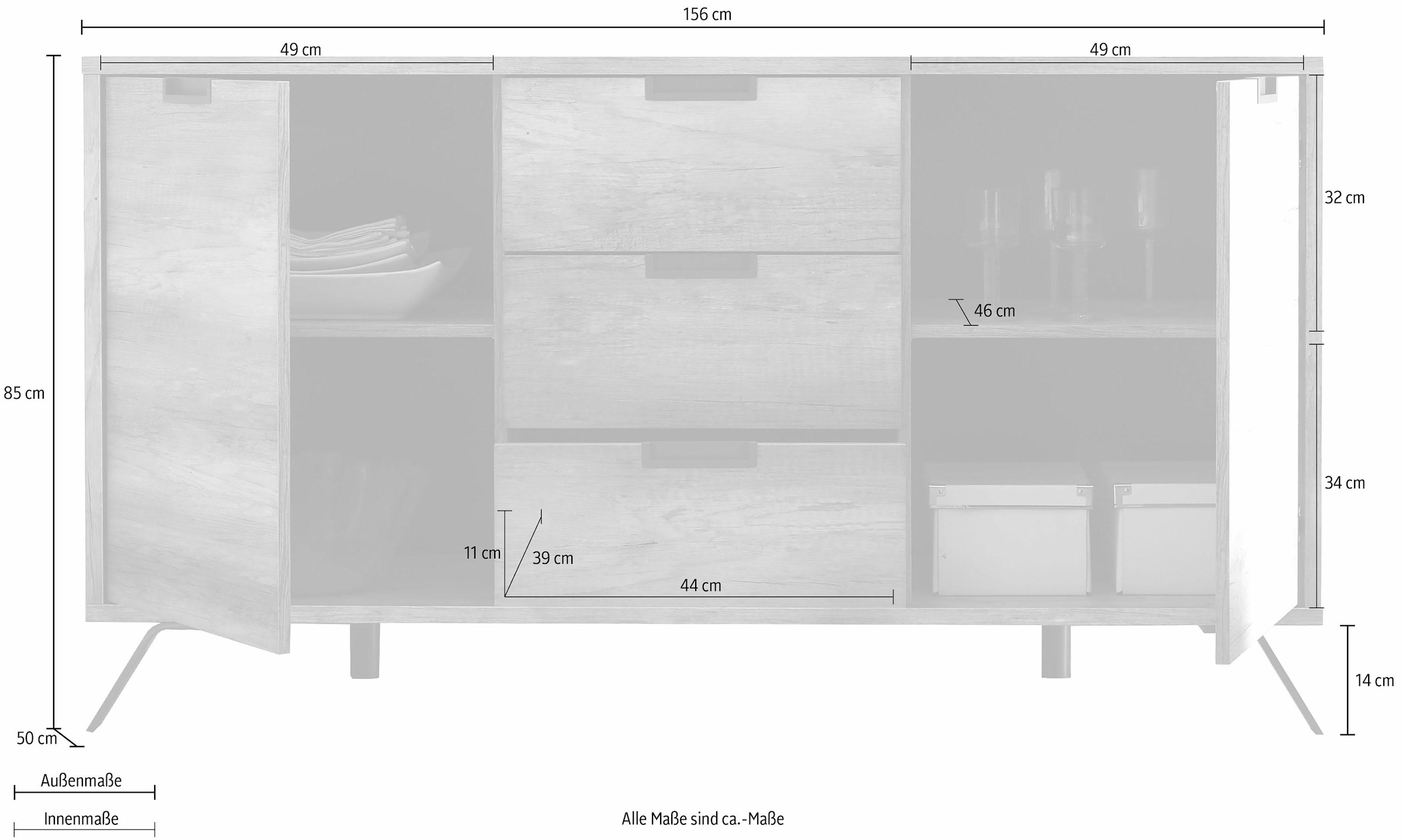 INOSIGN Sideboard »Palma«, Breite 156 cm