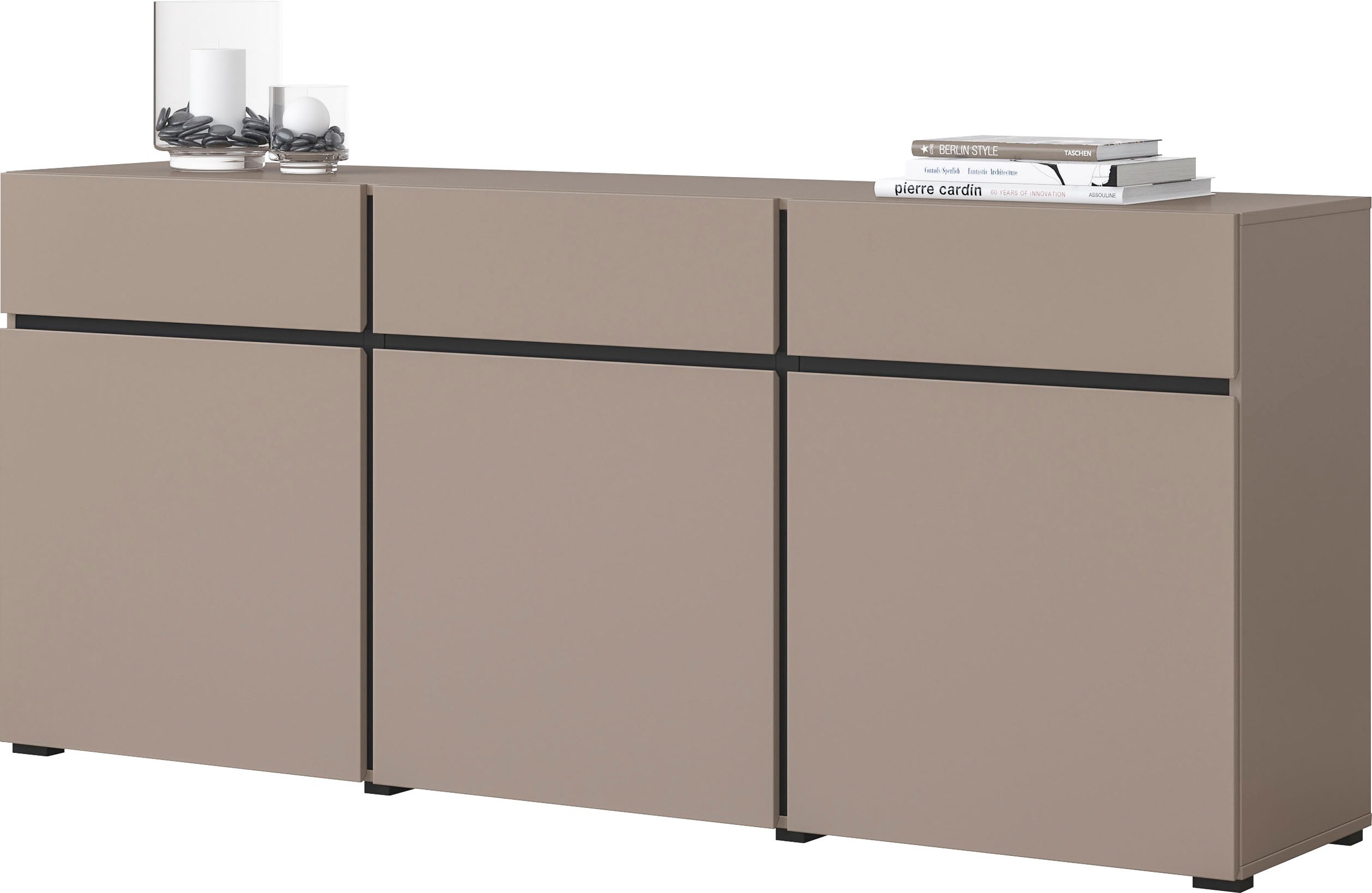 Thumbnail - INOSIGN Kommode "Cross,Breite 180 cm, moderne grifflose Kommode,3 Türen/3 Schubkästen" Schubladenschrank mit viel Staura...