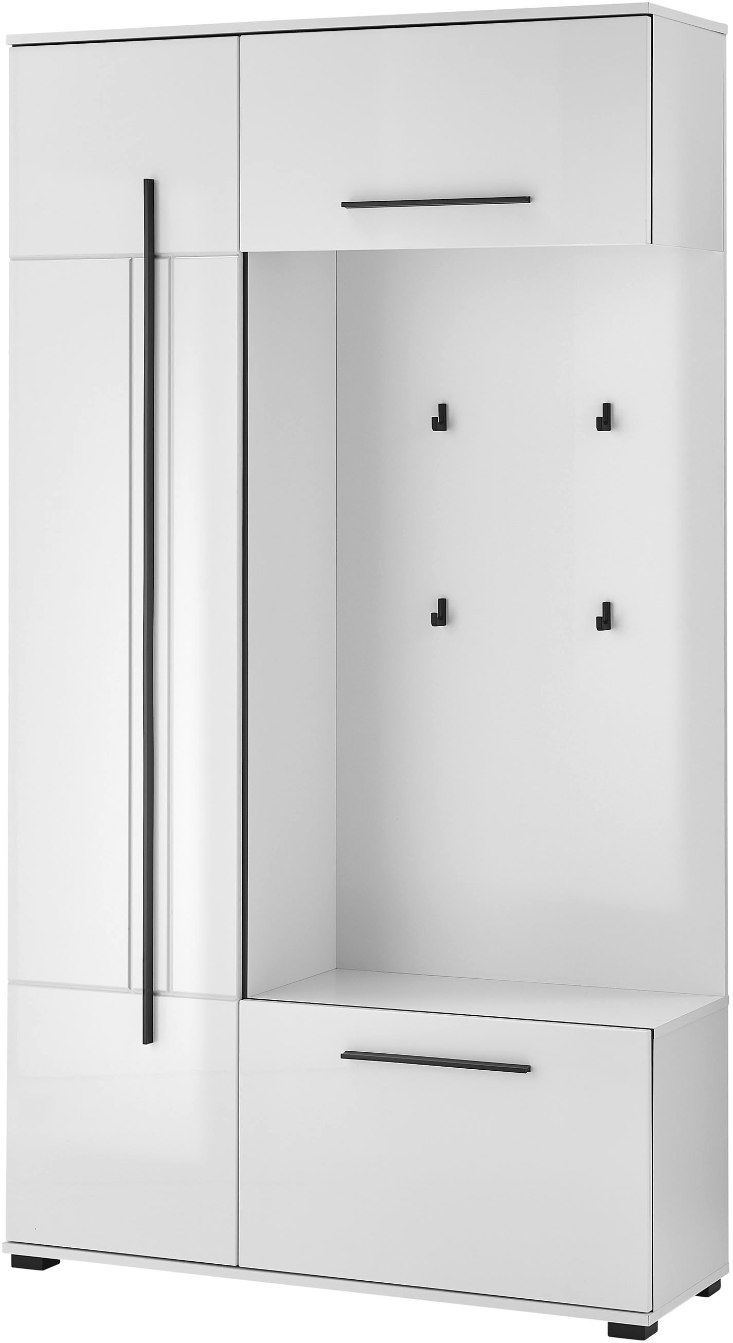 Home affaire Kompaktgarderobe "Cantara Flurgarderobe, modern, 2 Farben, 111 cm breit" vielseitig einsetzbar, unterschiedliche Stauraummöglichkeiten
