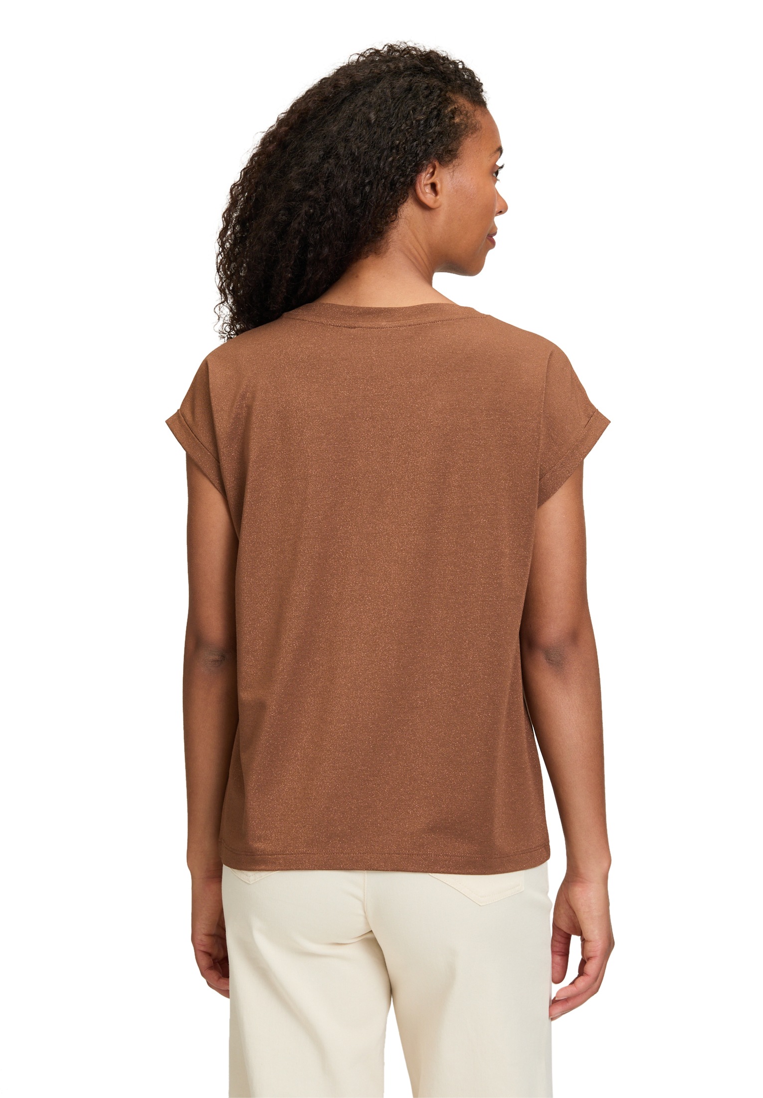 Betty&Co Kurzarmshirt »Betty & Co Casual-Shirt mit Perlen«, (1 tlg.), Glitzer