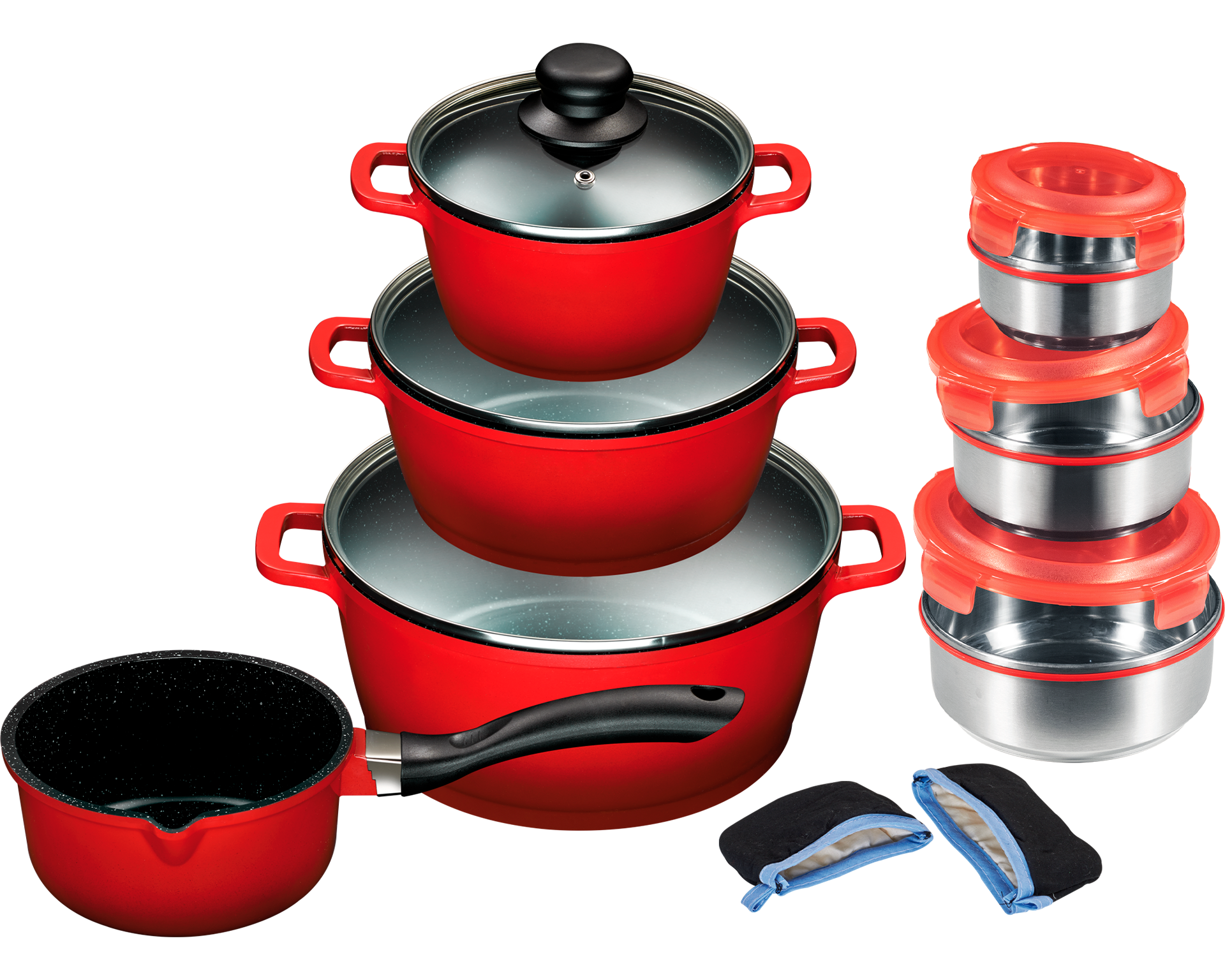 Topf-Set KING "ALUGUSS", rot, Töpfe, Keramikantihaftbeschichtung, Induktion 2