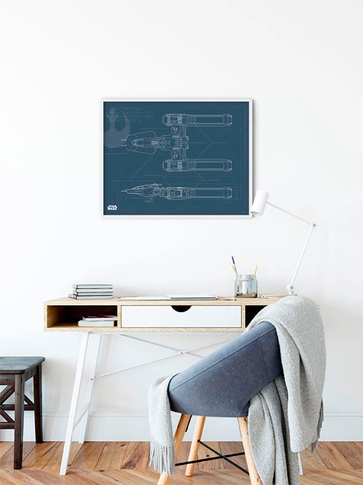 Komar Bild »Star Wars EP9 Blueprint Y-Wing«, Star Wars, (1 St.), Wandbild zur Dekoration im Kinderzimmer - ohne Rahmen