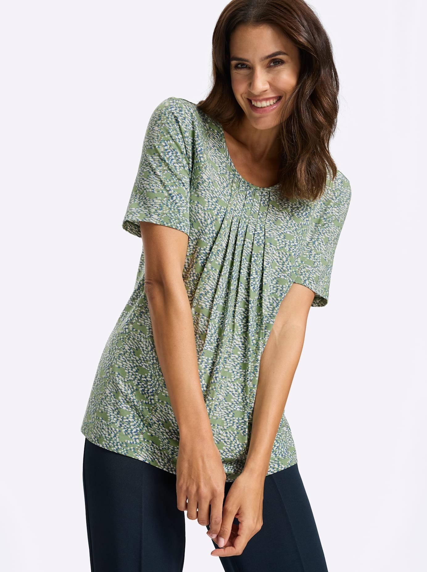 INSPIRATIONEN Print Shirt Women Eucalyptus Gray Size 50 5