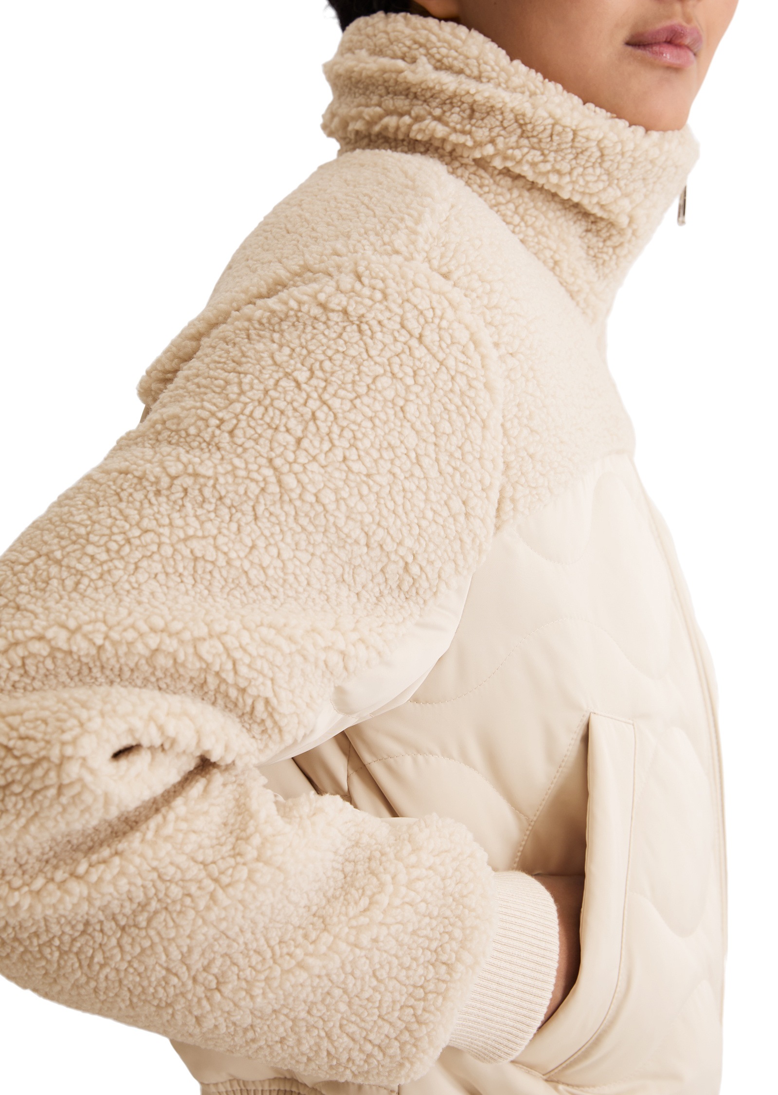 Marc O'Polo Outdoorjacke »mit lässigen Teddyplüsch-Details« ohne Kapuze