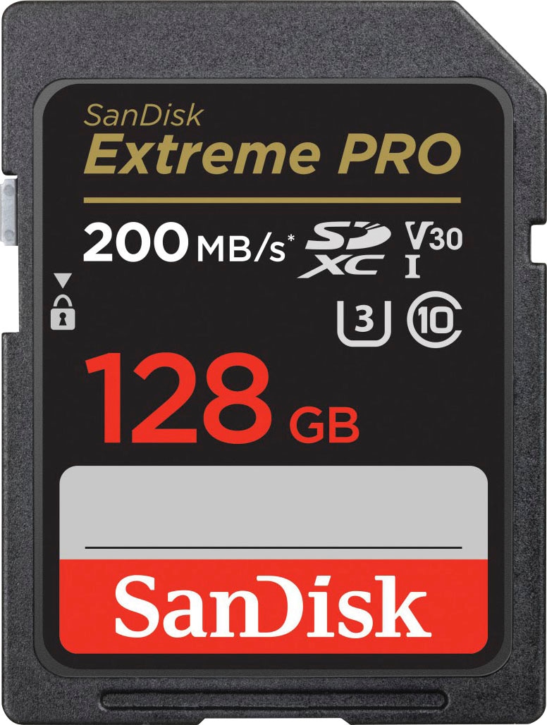 SANDISK Speicherkarte "Extreme PRO SDXC -UHS-I-Karte", 128 GB, schwarz, Speicherkarten