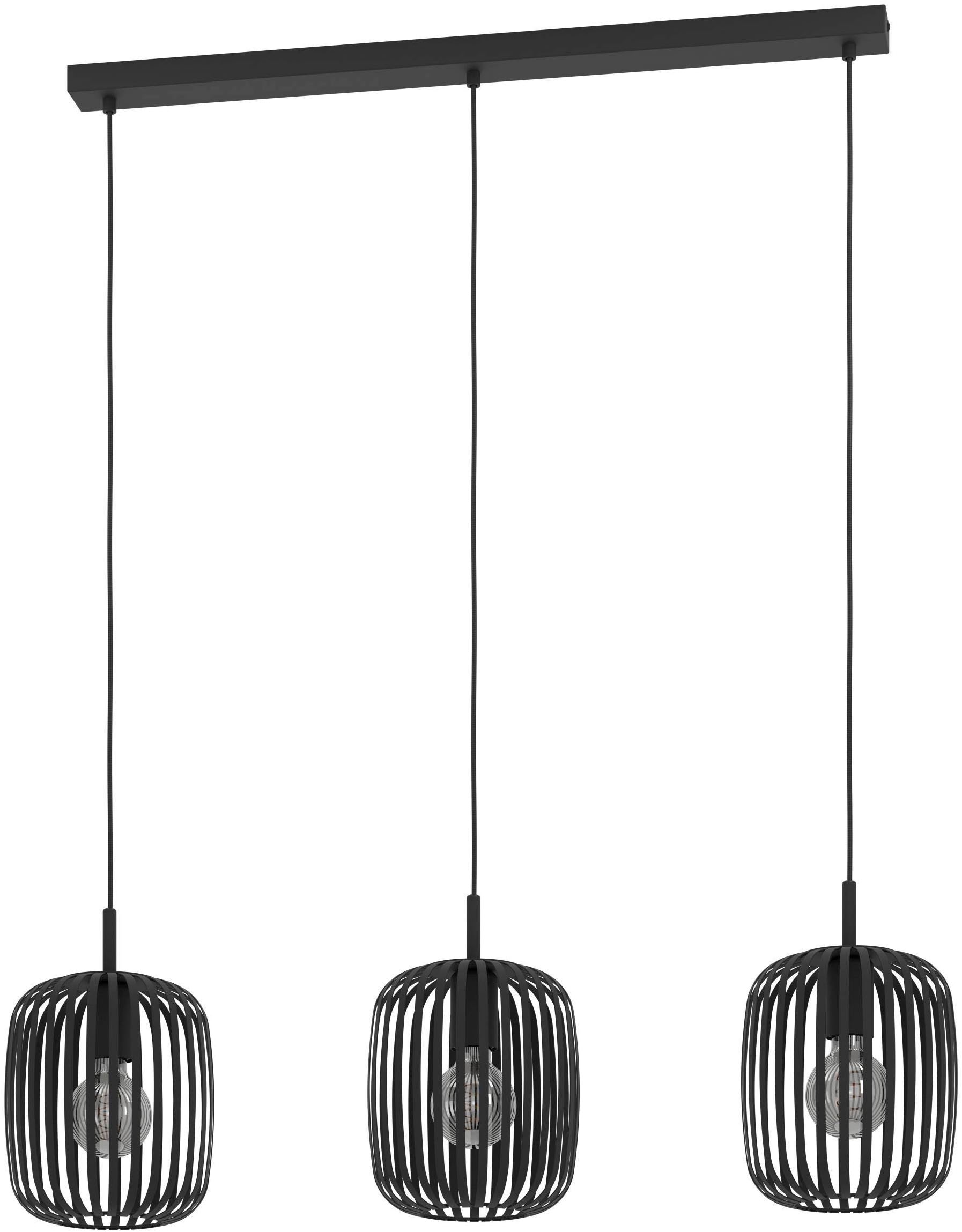 EGLO Pendelleuchte »Hängeleuchte ROMAZZINA, exkl. E27, Stahl in schwarz, Pendellampe«, 3 flammig, Leuchtmittel E27 | ohne Leuchtmittel, Esszimmerlampe, 90x20x110cm, 3-flammig, modern, minimalistisch